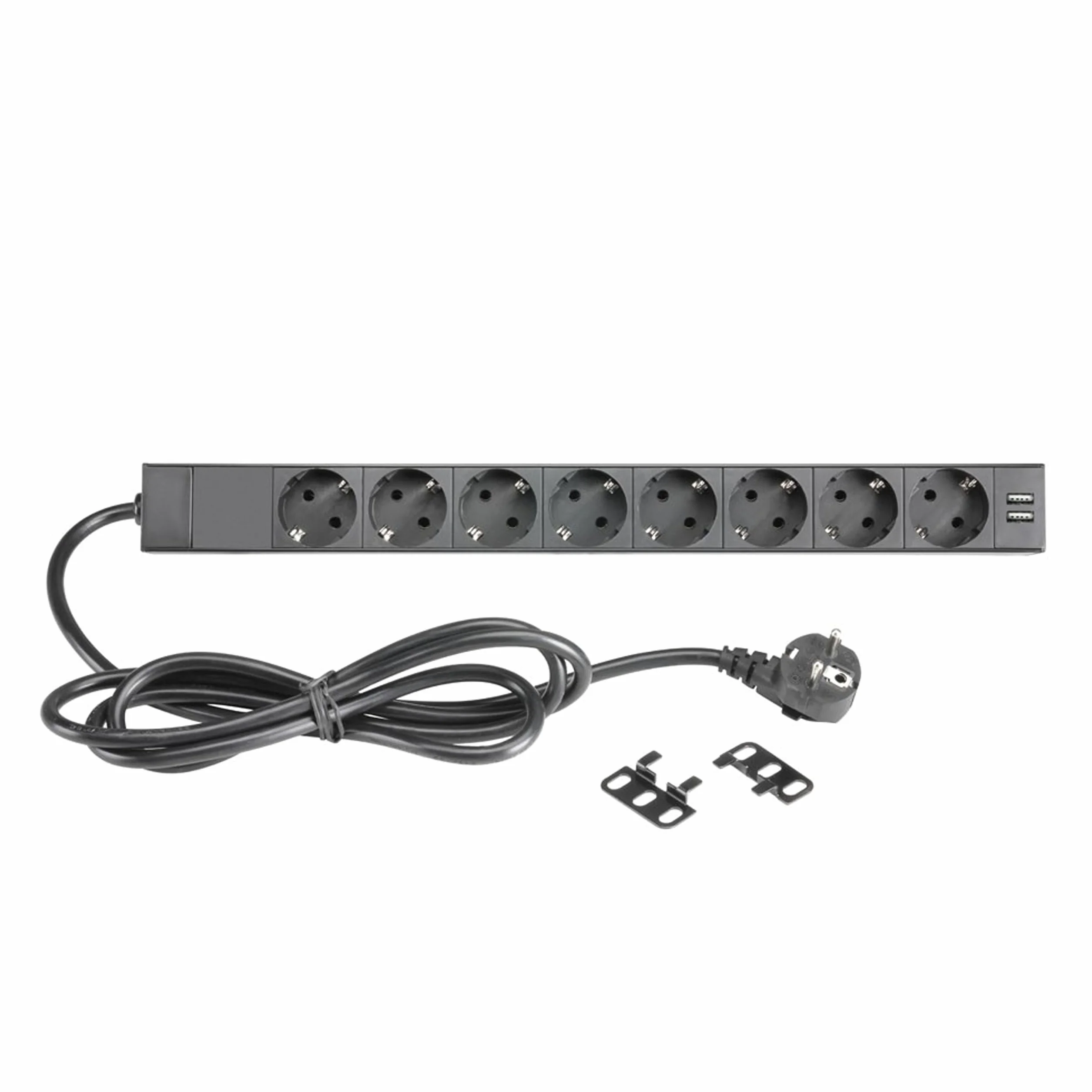 ah 19" Parts 87471USB listwa zasilająca z przełącznikiem i 2 gniazdami USB do ładowania czarna