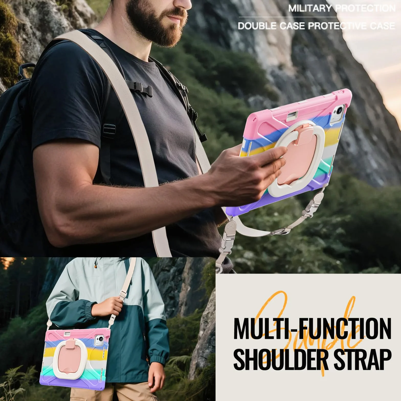 Wytrzymałe etui ochronne kompatybilne z Xiaomi Pad 7 Ultra 35.6 cm 2025, odporna na wstrząsy obudowa klasy wojskowej z obrotowym stojakiem o 360° i wbudowaną osłoną ekranu (C Pink)