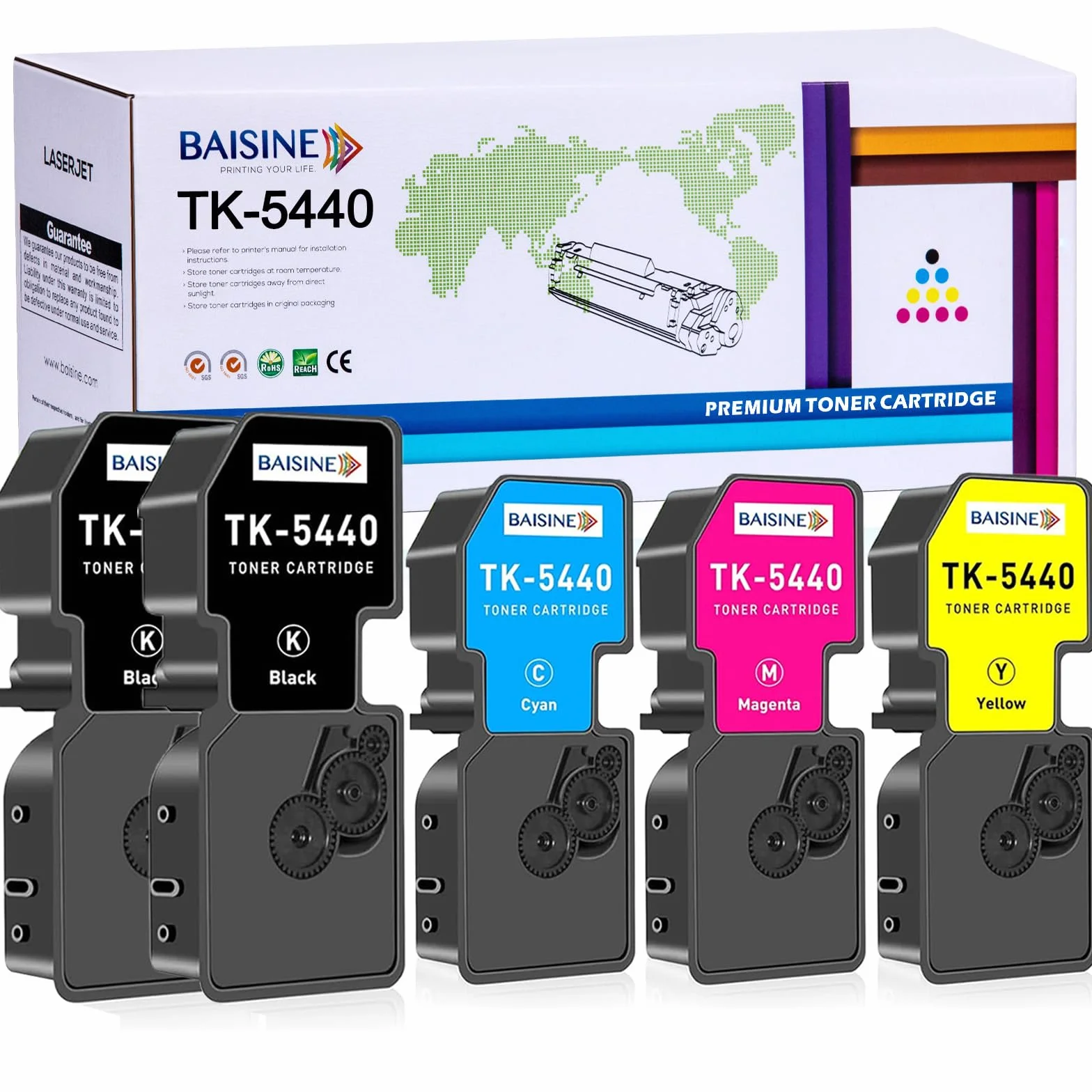 BAISINE TK-5440 TK5440 toner kompatybilny z Kyocera Ecosys MA2100cfx MA2100cwfx PA2100cwx PA2100cx PA2100cx toner TK-5440K TK-5440C TK-5440Y (5 sztuk)