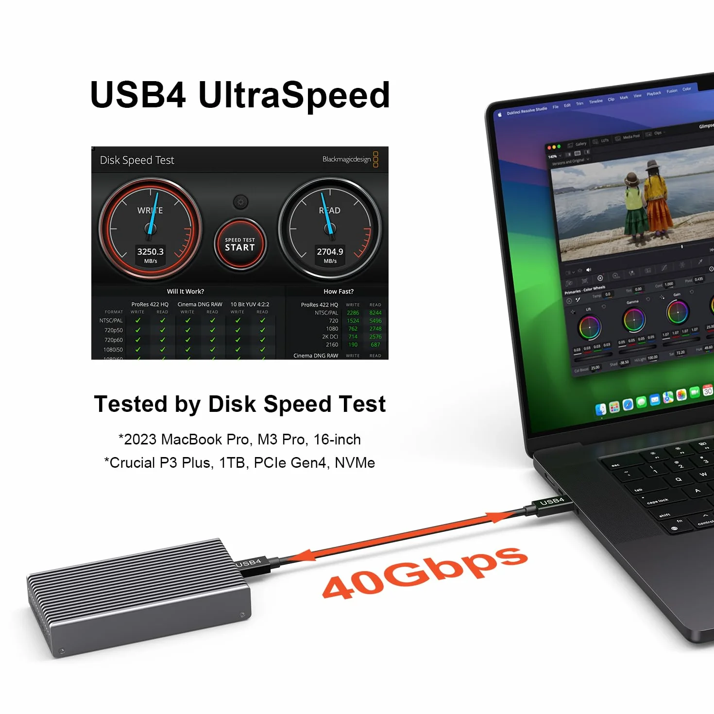 Qwiizlab Bezwentylatorowa obudowa zewnętrzna SSD Thunderbolt USB4 40Gbps z aluminiową podstawą chłodzącą, obsługuje M.2 NVMe PCIe SSD do 8TB (SSD nie jest w zestawie)