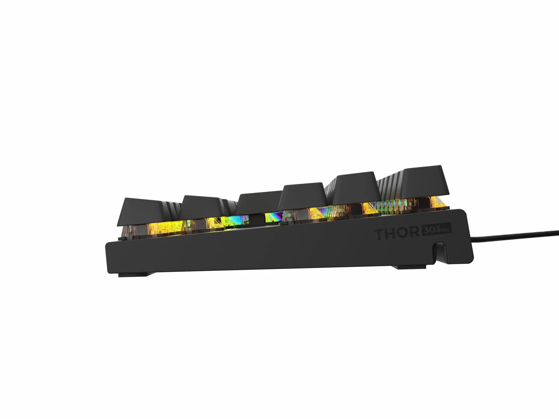 Genesis Thor 303 TKL mechaniczna klawiatura gamingowa QWERTZ, Brown Switch Gaming Keyboard 80%, Outemu Brown, Hot-Swap, oświetlenie RGB, 88 przycisków, Anti-Ghosting, USB-A, czarna