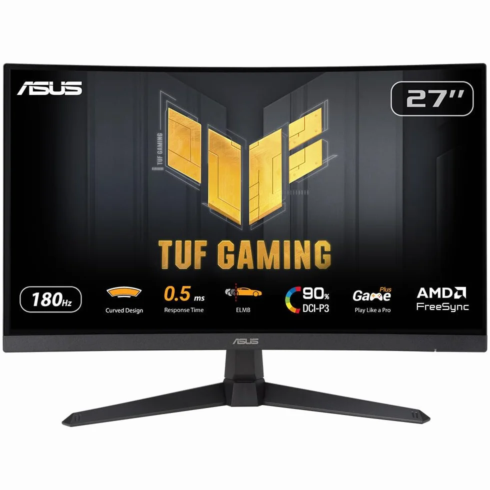 ASUS TUF Gaming VG27WQ3B monitor do gier - 27-calowy QHD, zakrzywiony, 180 Hz, ELMB, FreeSync, 1 ms GTG (0,5 ms), 90 purcent DCI-P3, HDR, DisplayWidget Center