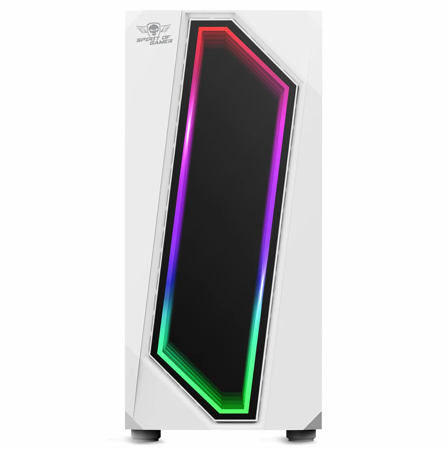 Spirit Of Gamer - Infinity Artic | Obudowa PC Gamer White RGB Medium ATX | Pusta wieża PC do gier ze ścianą boczną ze szkła hartowanego | Kompatybilny z ATX, mATX, ITX | 2 wentylatory PC 120 mm, w tym