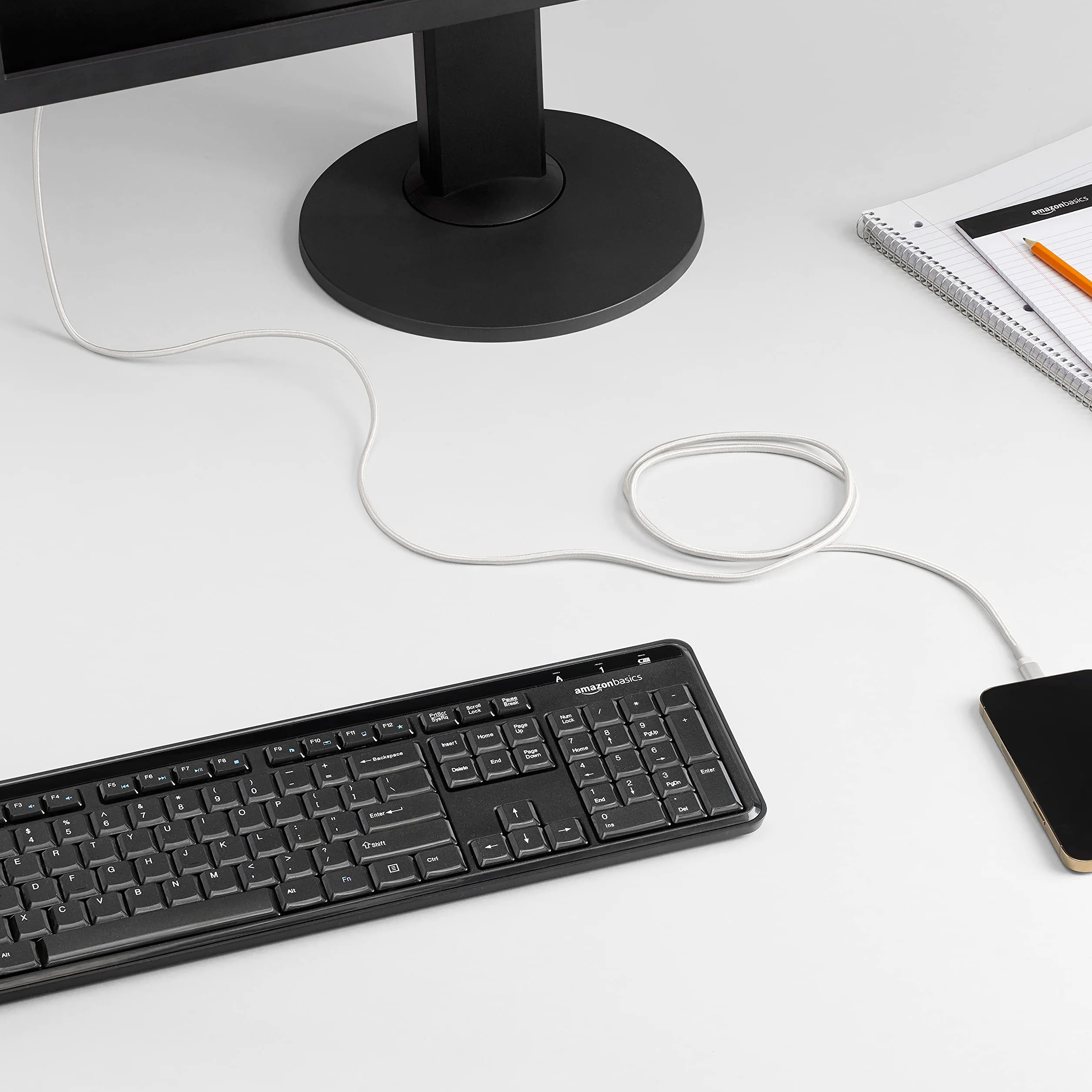 Amazon Basics Kabel połączeniowy Lightning na USB-A, nylonowy, certyfikowany przez MFi kabel do ładowania do iPhone'a, srebrny, 1,8 m