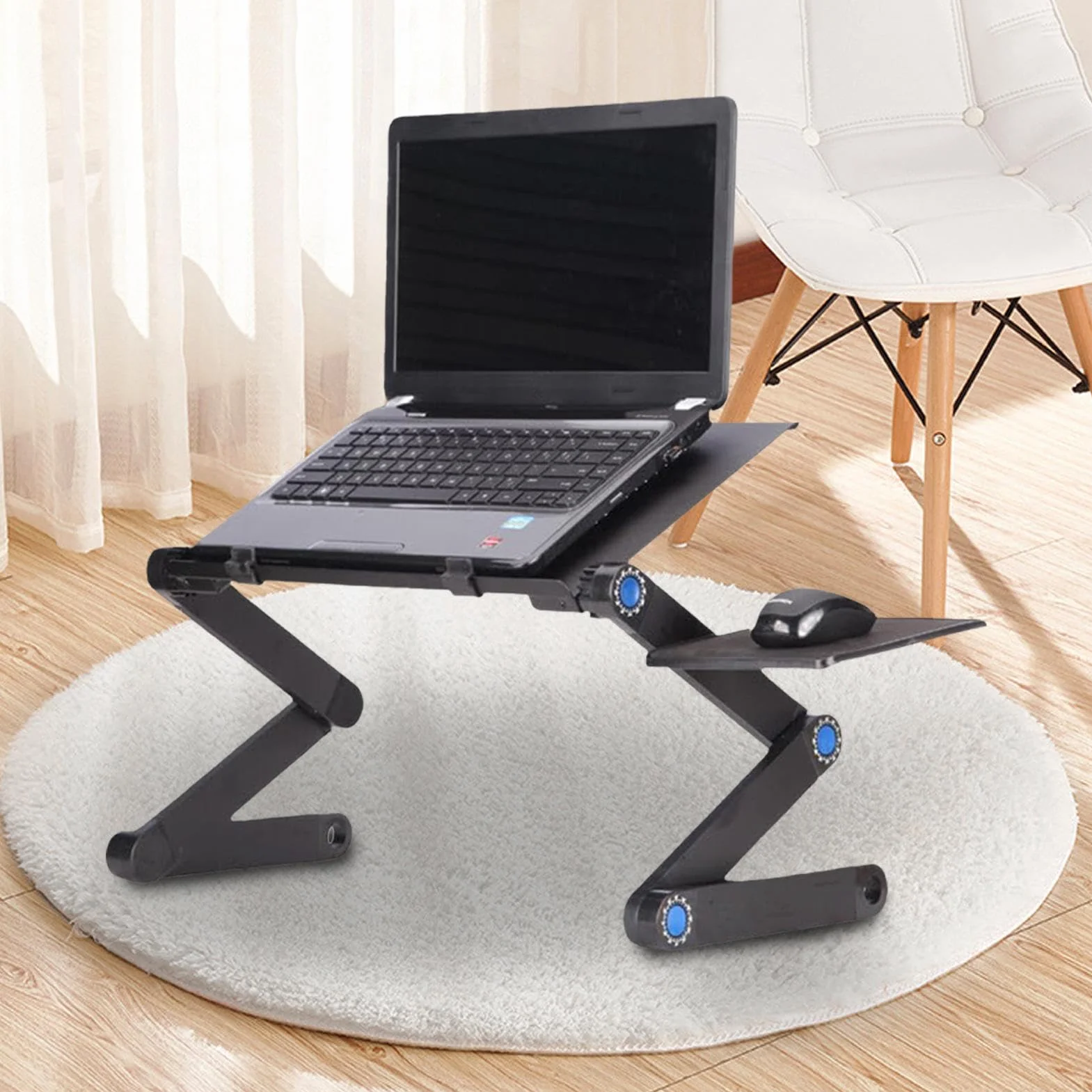Składane biurko na laptopa do łóżka, przenośny stolik na laptopa z podkładką pod mysz i klipsem, regulowany stojak na laptopa do domowego biura, nauki, gier, oszczędność miejsca