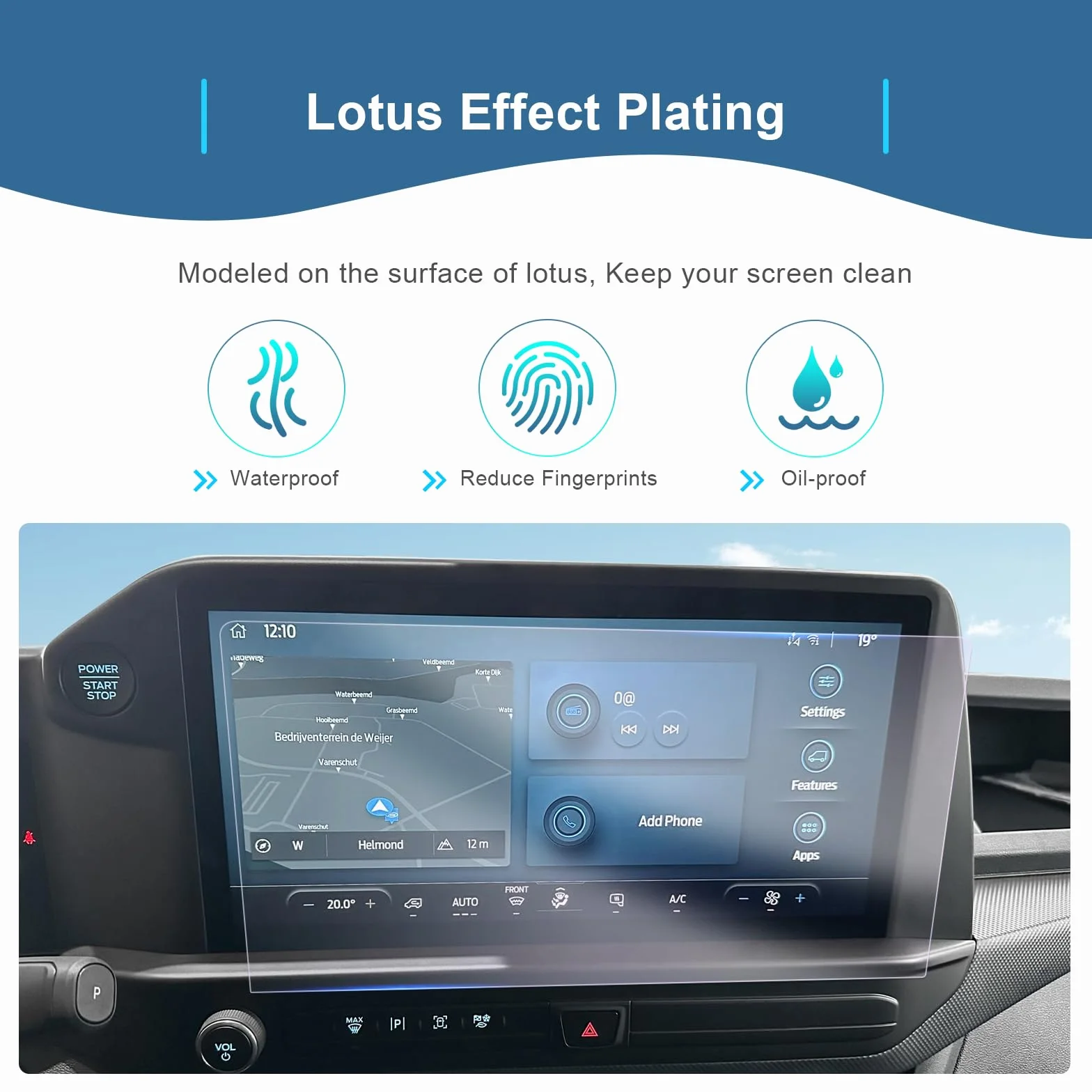 [2 Sztuki] GAFAT Kompatybilny z Ford Tourneo Custom Transit 2024 2025 2026 13" Folia Ochronna do Nawigacji, 13" Nano Folia na SYNC 4 Touchscreen, 6H Odporna na Zarysowania