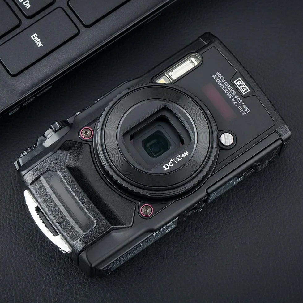JJC Osłona obiektywu chroniąca soczewkę dla aparatów Olympus Tough TG-6, TG-5, TG-4, TG-3, TG-2 i TG-1F, OM SYSTEM TG-7, zamiennik dla osłony obiektywu Olympus LB-T01