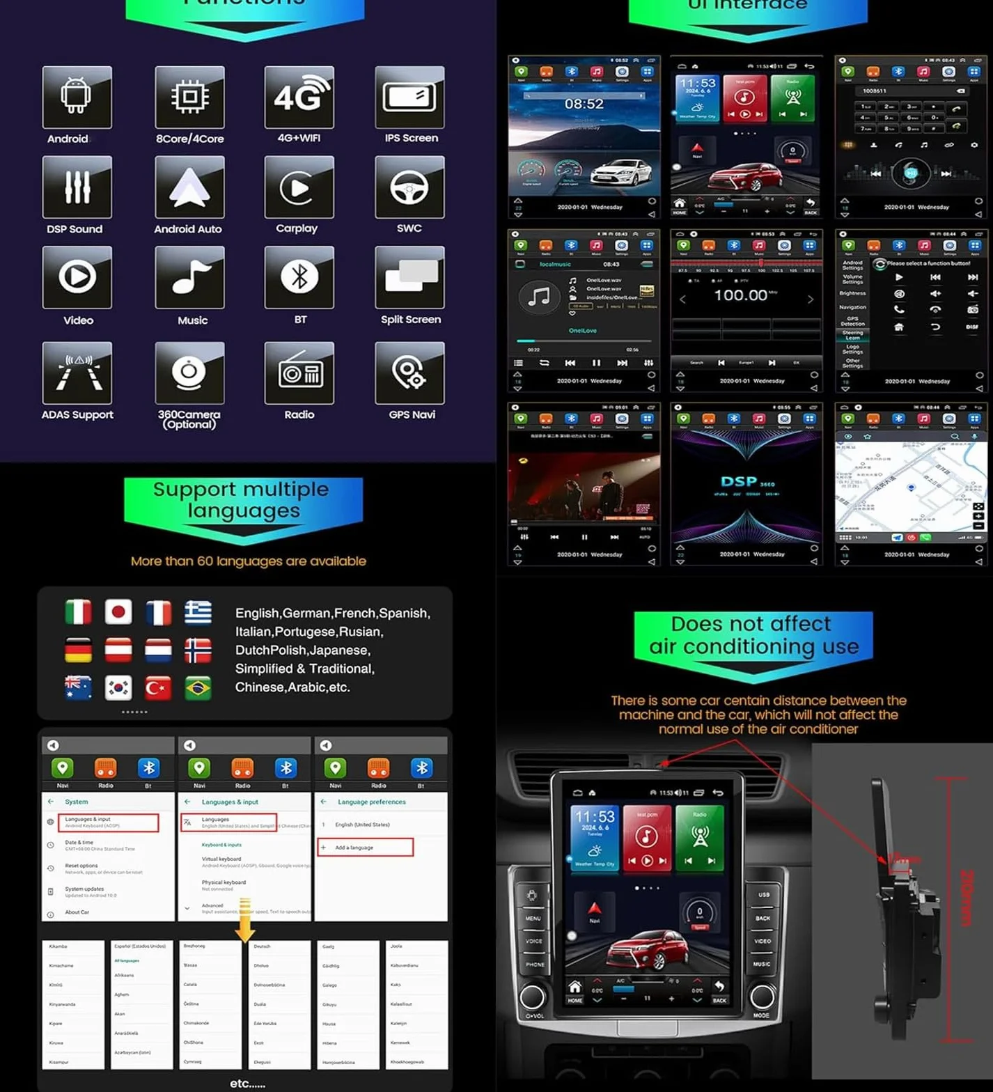 Android 15 Radio samochodowe Sat Navi do H-onda Jazz LHD/RHD (2007-2014) 9,7-calowy odtwarzacz multimedialny Android z nawigacją GPS Carplay HIFI BT 5G WiFi SWC MIC DSP, M700S