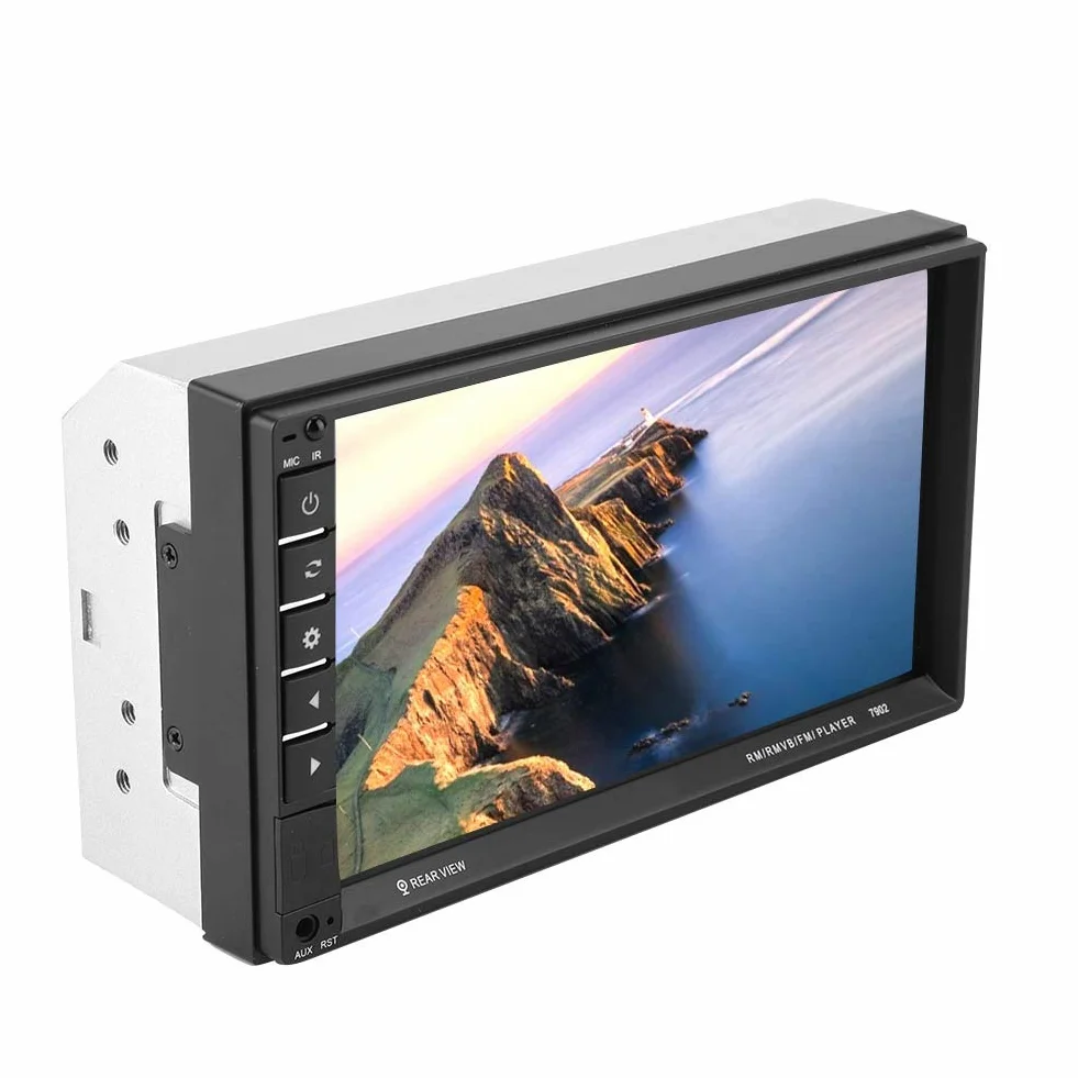 7-calowy samochodowy odtwarzacz MP5 Double Din z ekranem dotykowym, multimedialny odtwarzacz stereo z Bluetooth, radiem FM, ładowanie USB, wejście Aux, obsługa kamery zapasowej, pilot zdalnego
