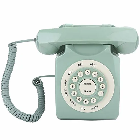 EBTOOLS Retro, Vintage Telefon Stały Telefon Stacjonarny Vintage Telefon Stały Przewodowy Telefon Retro Klawisze Dekoracja Biuro Domu Zielony