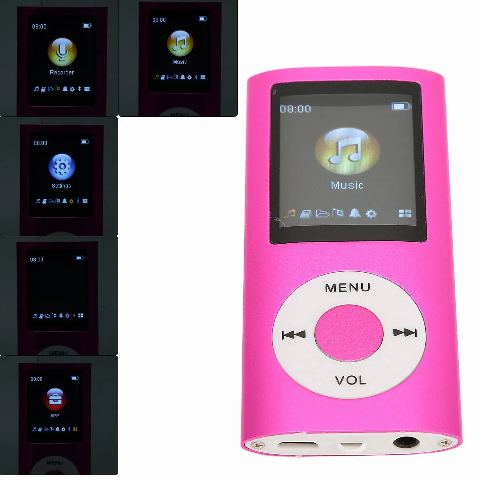 Odtwarzacz MP3 Bluetooth 64GB 1,8 Cala LCD Cyfrowy Odtwarzacz Muzyczny ze Słuchawkami Radiem FM Dyktafonem Ebookiem