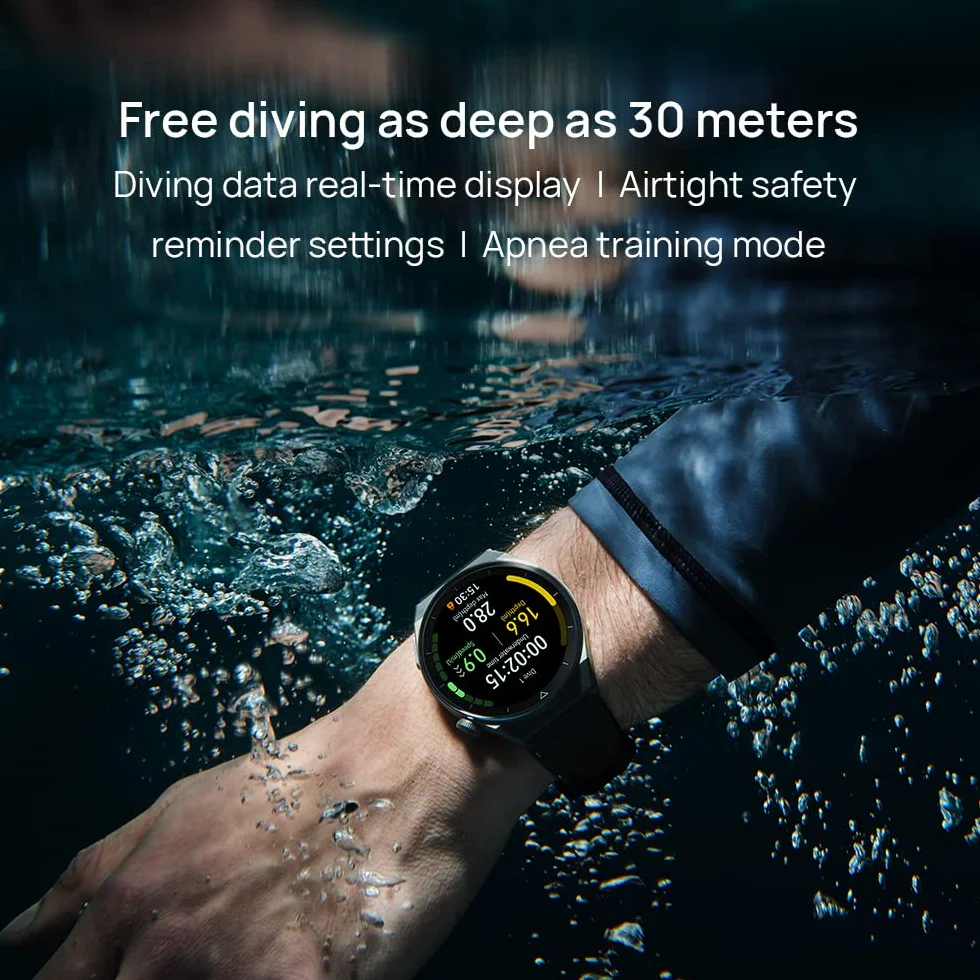 HUAWEI WATCH GT 3 Pro 46 mm Smartwatch, tytanowa obudowa, tryb swobodnego nurkowania, wytrzymała bateria, szybkie ładowanie bezprzewodowe,połączenia Bluetooth, szary