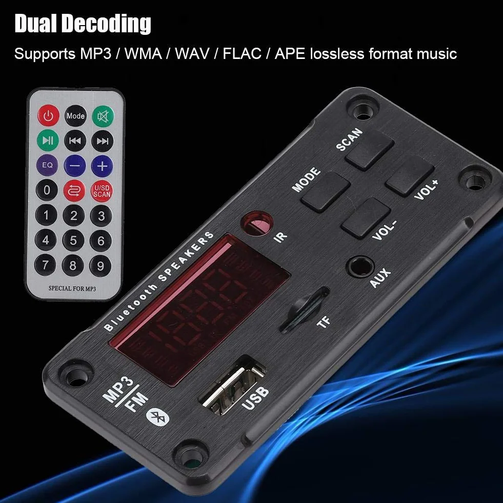 Dekoder USB MP3 Car Audio Bluetooth Karta dekodera MP3 Bluetooth 5.0 Moduł nagrywania połączeń głośnomówiących Pamięć USB MMA FM wzmacniacz radiowy