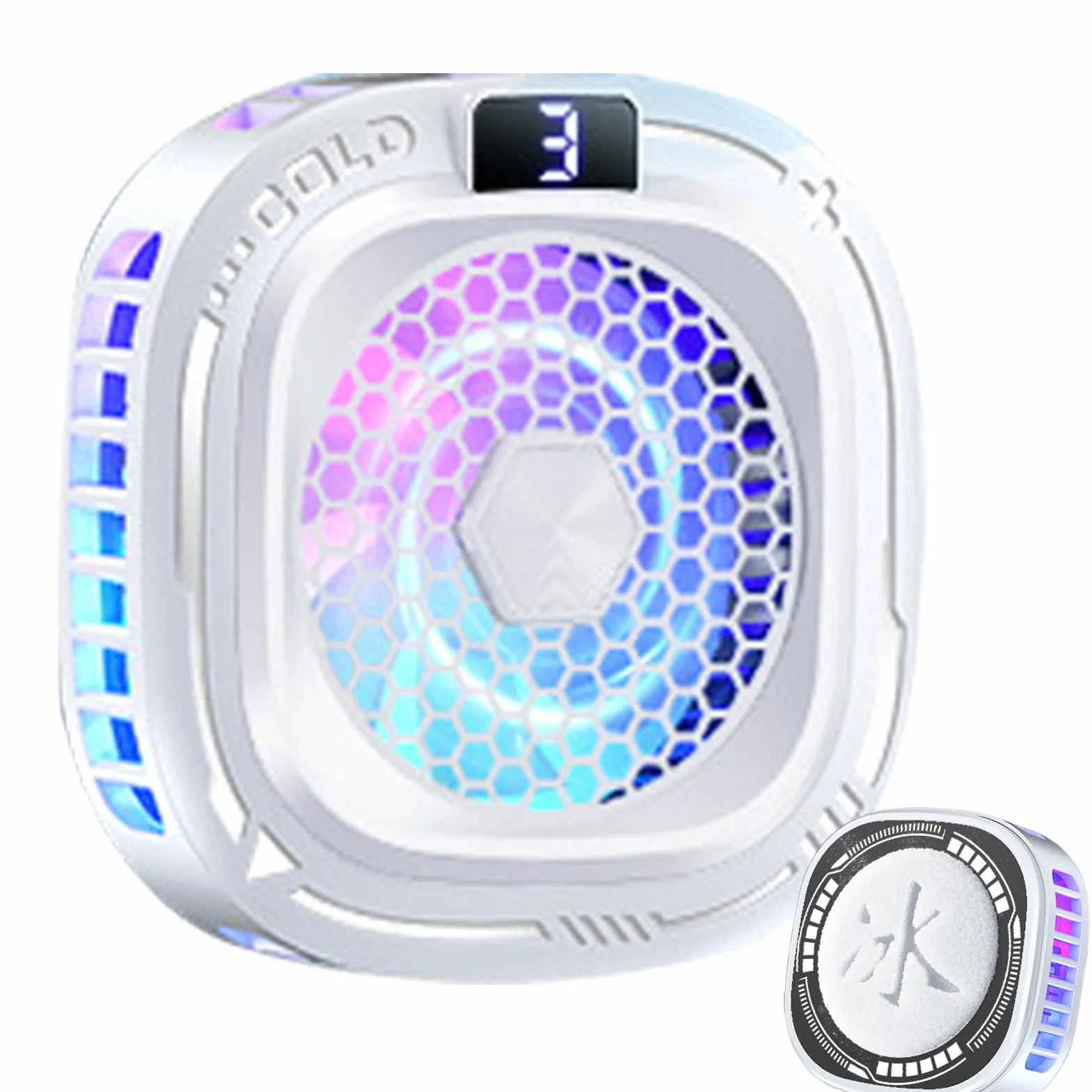 Chłodzący magnetyczny telefon, trzy tryby radiatora, cichy turbo sterowany systemem temperatury telefonu, RGB chłodnica telefonu 6,2x6,2cm dla graczy, streamerów, studia, zestaw mobilny