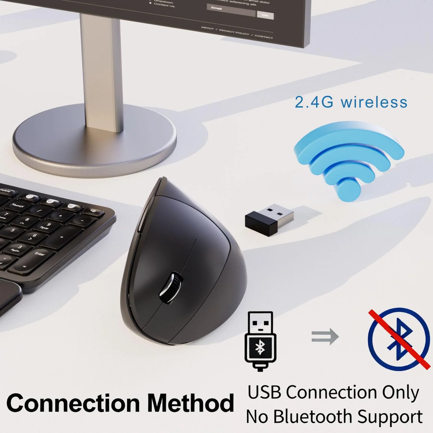 Mysz dla leworęcznych, ergonomiczna mysz dla leworęcznych, bezprzewodowa mysz pionowa USB 2,4 G, regulowana DPI (800/1200/1600), 6 przycisków do komputera, Maca, laptopa, Windowsa, komputera