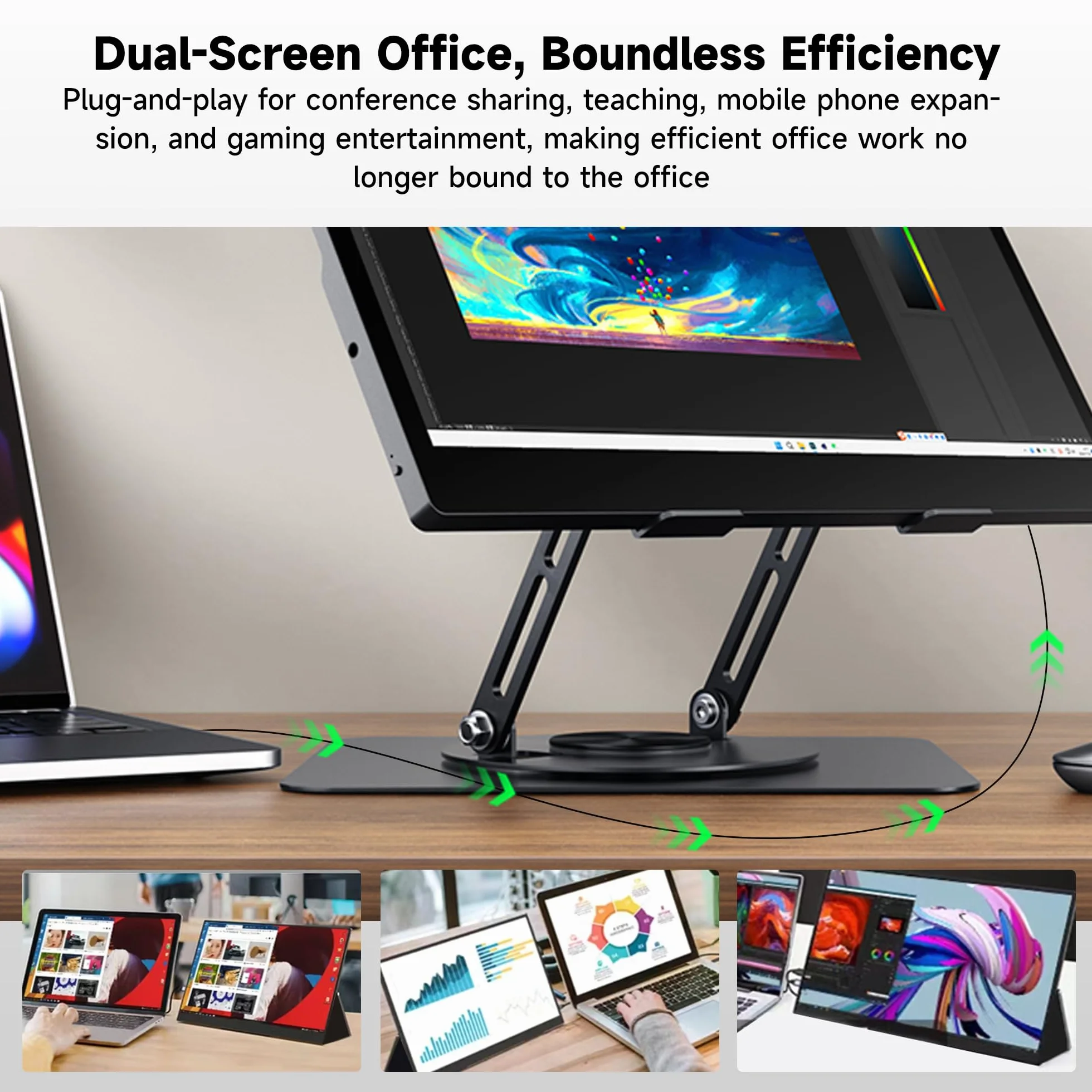 Pro Przenośny monitor z ekranem dotykowym 4K OLED 39.6 cm, 100% AdobeRGB, ΔE<2, metalowy obrotowy stojak, składana inteligentna obudowa i rysik, bardzo dokładny kolor do fotografii, edycji