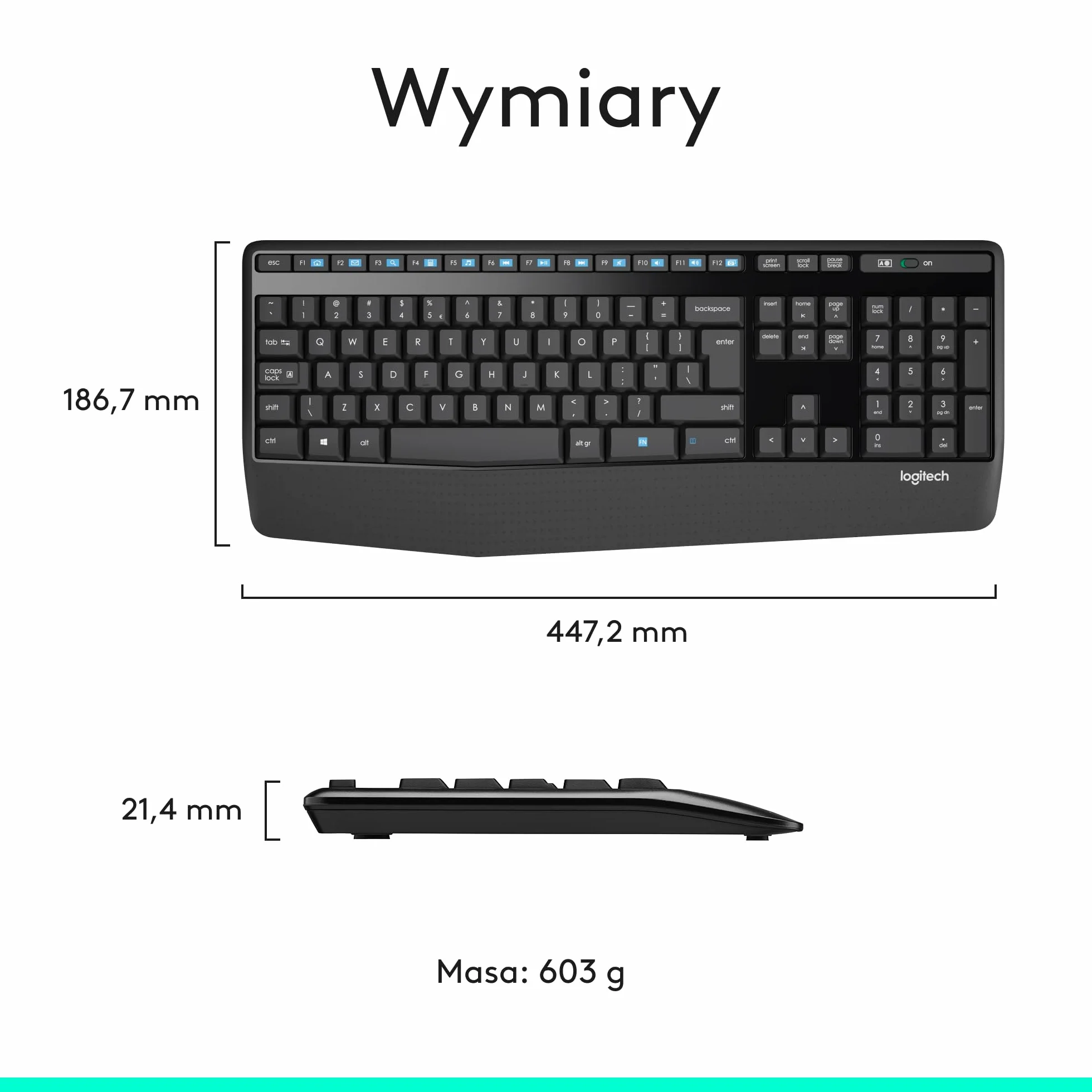 Logitech MK345 Combo Pełnowymiarowy, Bezprzewodowy Zestaw Klawiatura i Mysz z podpórką na nadgarstki, dla praworęcznych, odbiornik USB 2,4 GHz, zgodny z PC, laptopem, QWERTY układ US Intl - Czarny