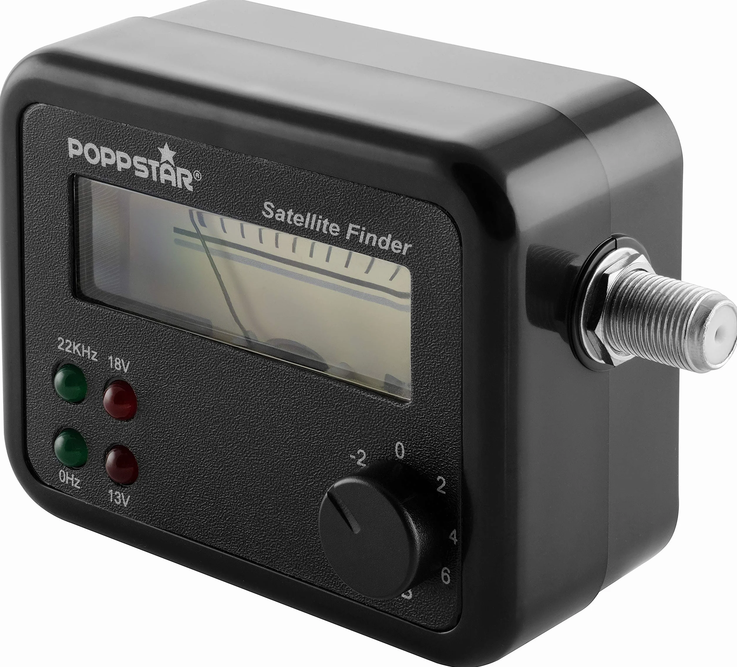 Poppstar miernik sygnału satelitarnego (analogowy sat finder do optymalnego ustawienia anteny) z kablem przyłączeniowym 19,5 cm