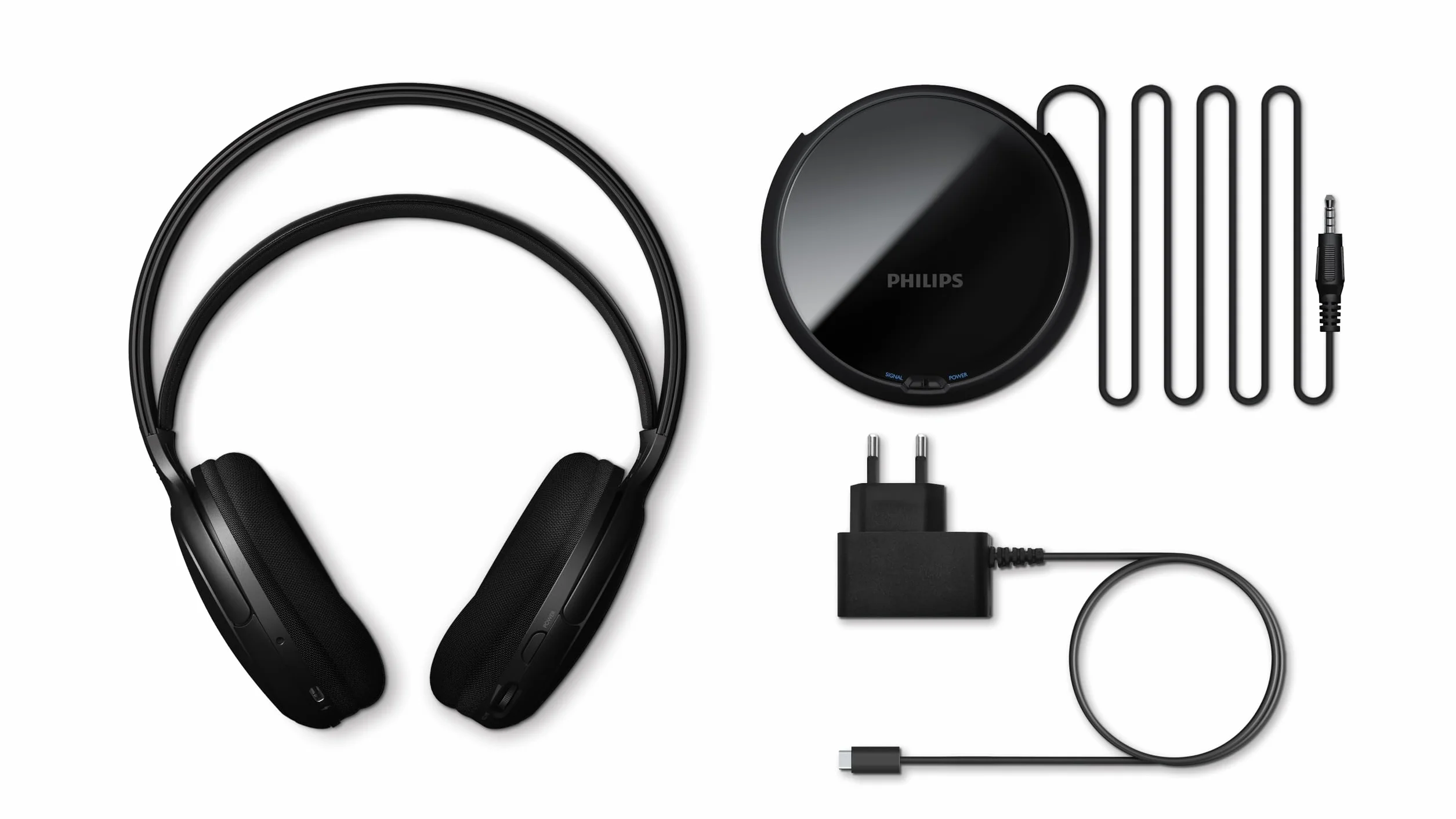 Philips SHC5000 bezprzewodowy zestaw słuchawkowy do telewizora, 30 godzin odtwarzania, zasięg 30 m, połączenie cyfrowe 2,4 G, wygodne dopasowanie nauszne, wymienna bateria, czysty dźwięk dialogowy