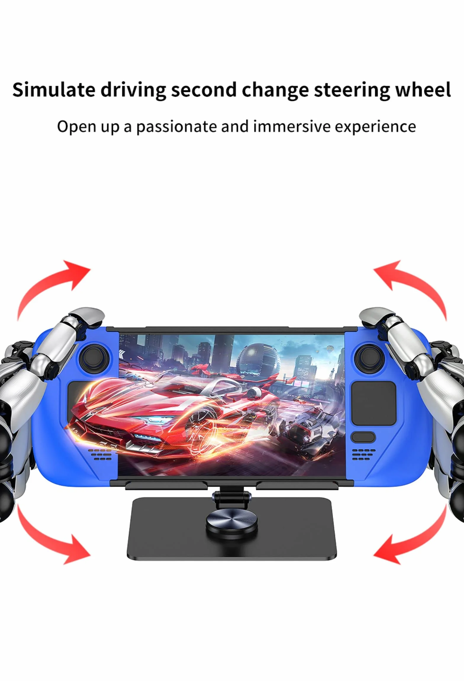 COQUE Etui na ręczną konsolę do gier na Steam Deck, metalowy składany stojak 2 w 1, do gier mobilnych Steam Deck-Red