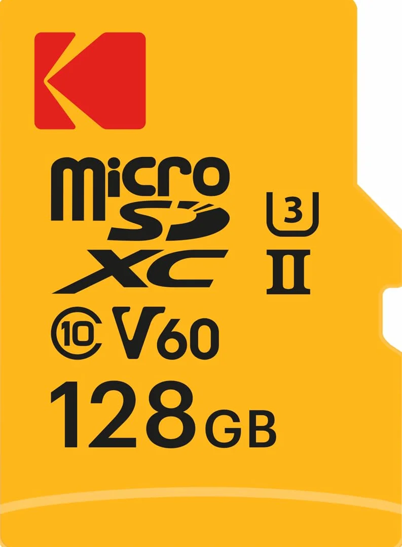 Kodak - Karta MicroSD 128GB - UHS-II U3 V60 - Wysoka prędkość odczytu 300 MB/s przy zapisie 160 MB/s - Wideo 4K/8K - Idealny do fotografii i wideografii - Adapter SD w zestawie