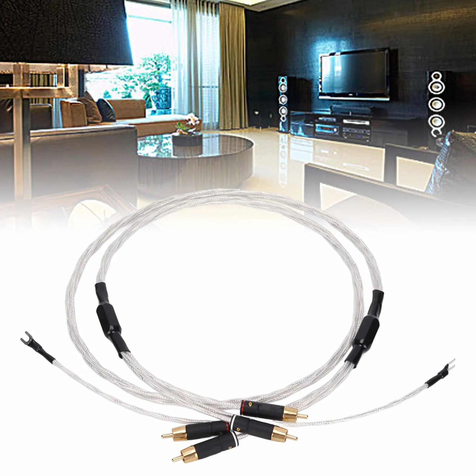 Kabel Xangsane XS-0608 dla Audiofilów, Srebrzenie z Czystej Miedzi, Poprawa Jakości Dźwięku, Męski na Męski do Płyt Winylowych (1M)
