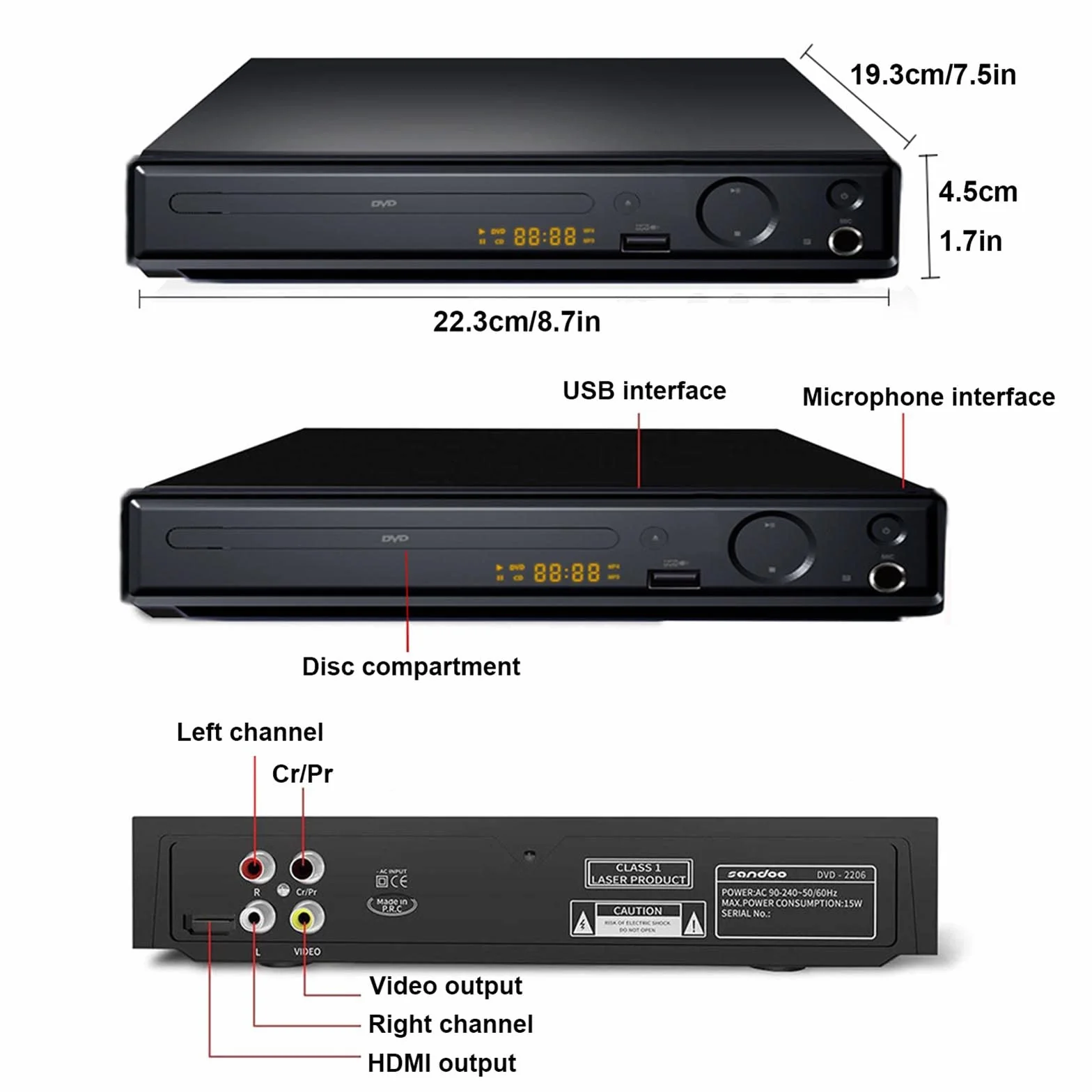 4K Blu-ray ochrona oczu, odtwarzacz DVD, domowy wyświetlacz HDMI VCD HD, złącze USB/pamięć wyłączania