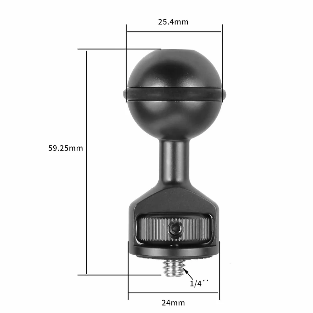 Regulowana głowica kulowa CNC 1-calowy adapter do podwodnych kamer akcji wodoodporna obudowa wideo lampa błyskowa (typ B)