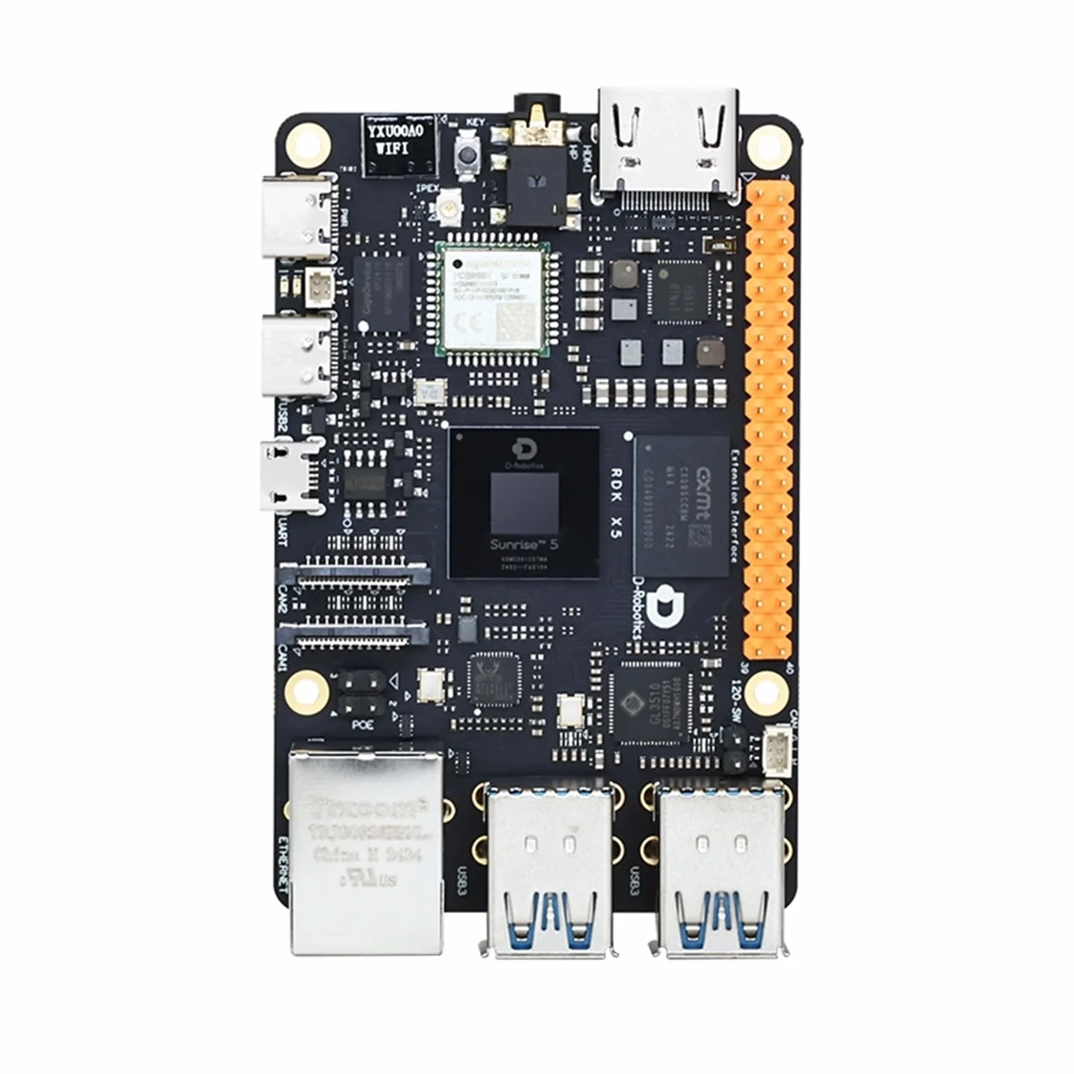 D-Robotics RDK X5 AI Robot Development Board Kit, LPDDR4 4 GB/8 GB RAM Octa-Core Cortex A55 CPU 10 topów BPU 32GFlops GPU, do robotyki Rozwój AI ROS Deep Learning (4 GB, moduł kamery)