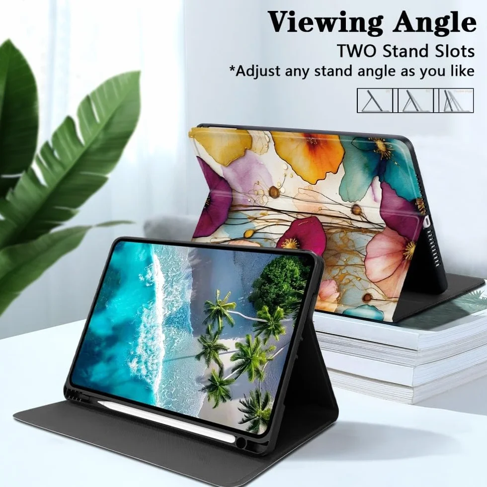 Kompatybilny z Honor Pad 10 HEY3W00 HEY3W10 12,1 cala 2025 (wzór: Niebieski stokrotek) Etui premium ze skórzaną klapką ze wzorem