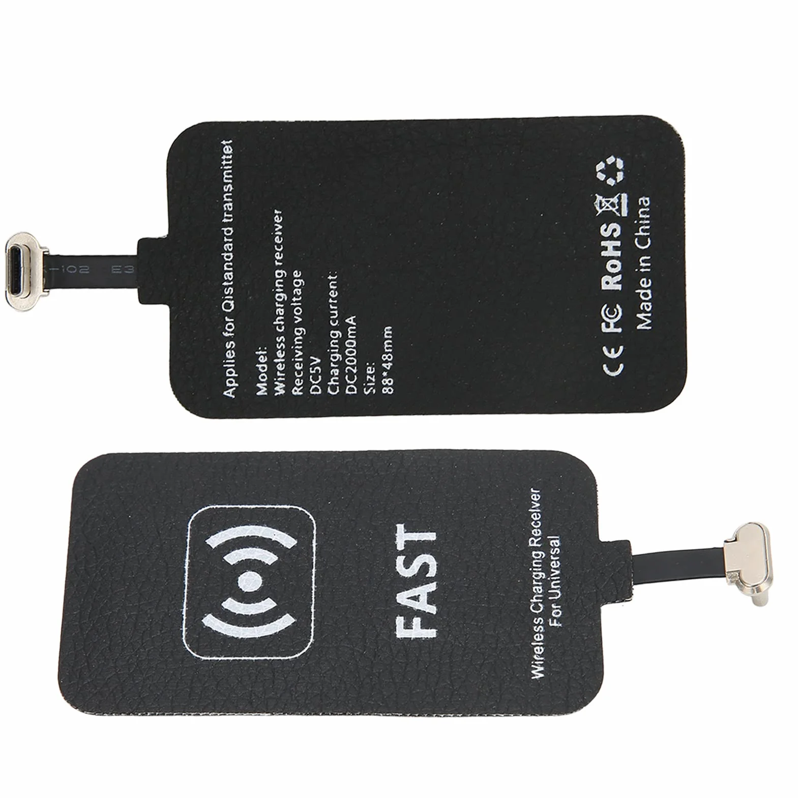 Bezprzewodowy odbiornik ładowania typu C, bezprzewodowy adapter do ładowania Qi USB-C 5 V 2 A odbiornik ładowania samoprzylepna smukła ładowarka moduł, do wszystkich telefonów