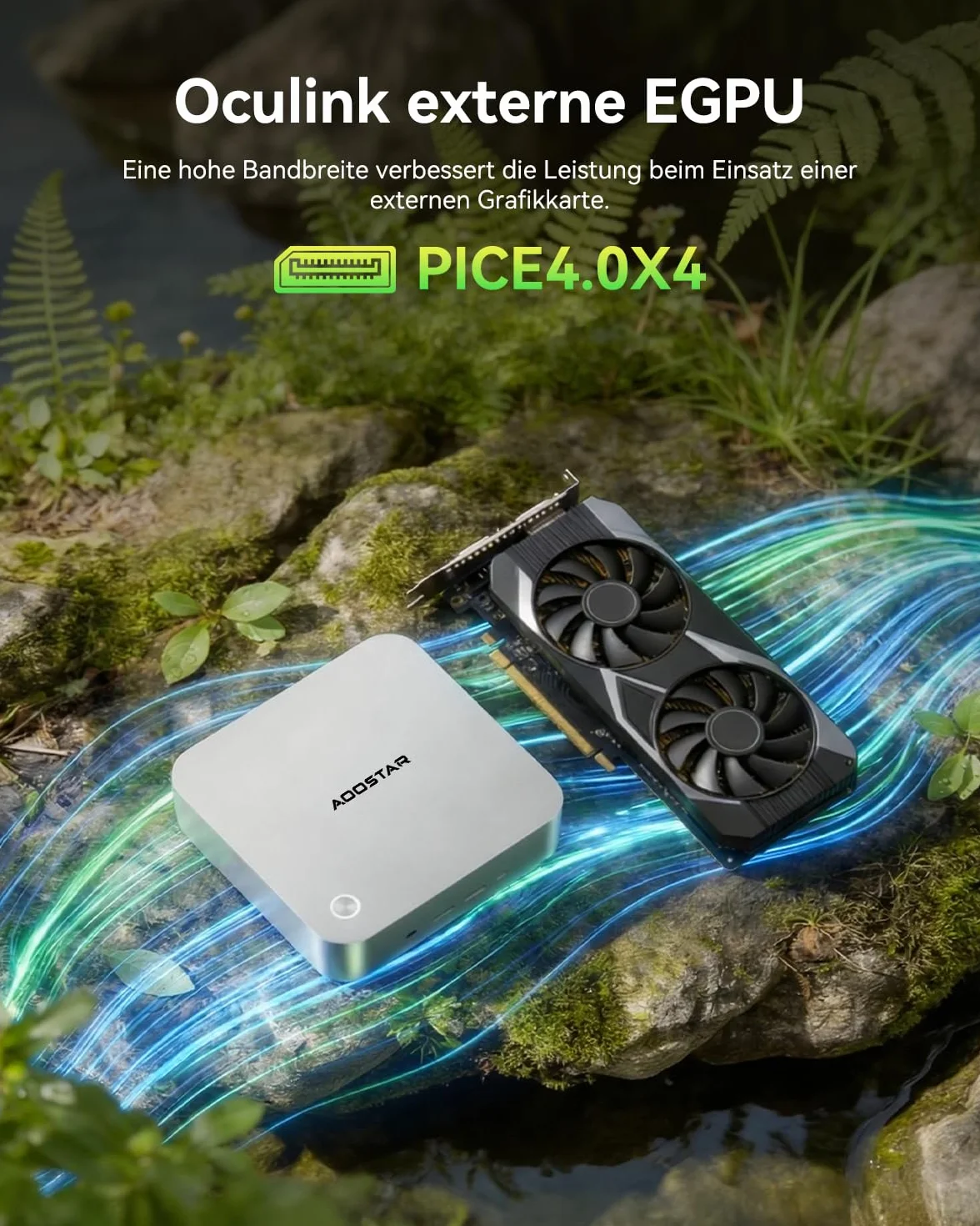 AOOSTAR MACO Mini PC R7 6850H (do 4,7 GHz) mini komputer stacjonarny 24 GB LPDDR5 RAM 1TB PCIe4.0 SSD, Micro PC W11 Pro Radeon 680M/OCuLink/2xUSB4/2x2,5G LAN/4K Quad-Display/odblokowywanie linii