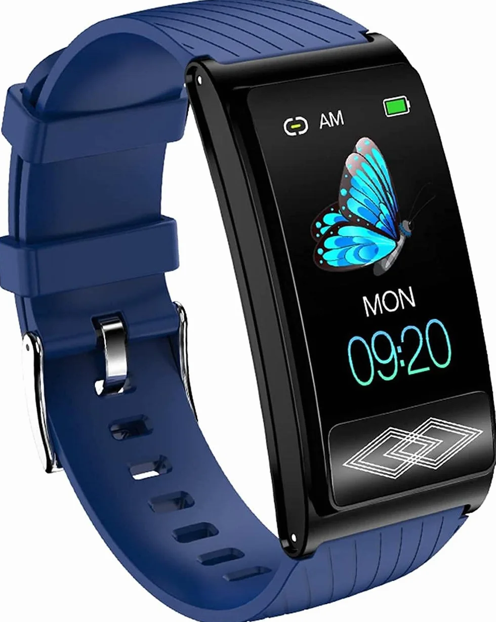 Inteligentny zegarek Fitness Tracker z monitorem tętna Ciśnienie krwi Spo2 Inteligentna bransoletka sportowa IP67 Wodoodporny dla mężczyzn Kobiety na Androida iOS (kolor: różowy) (niebieski) little