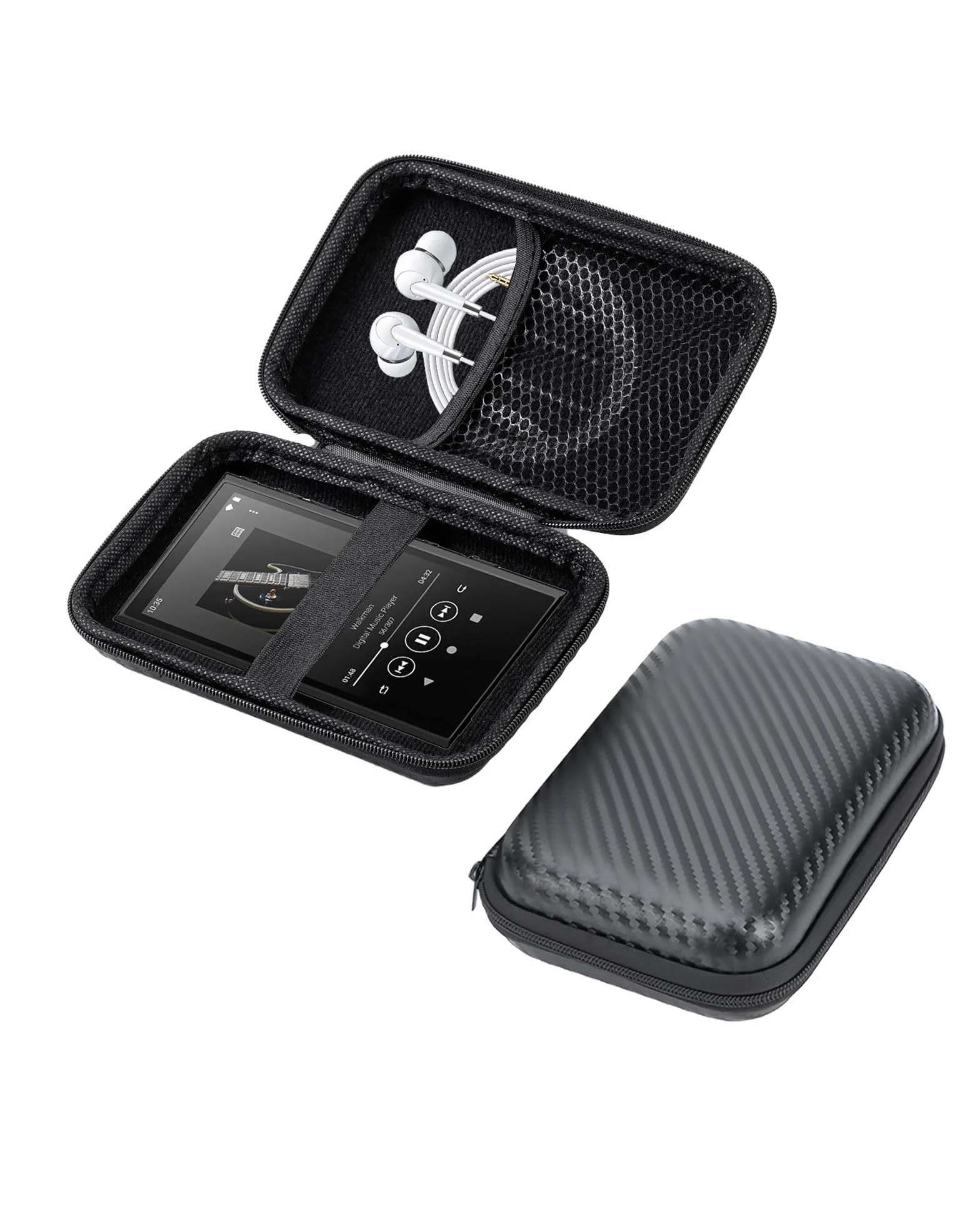Etui do HiBy R1 HiFi 3", odtwarzacz MP3, twarda obudowa, przenośne etui ochronne z kablem USB i miejscem na kartę pamięci, wodoszczelne i ochrona przed uderzeniami, czarne | praktyczna torba