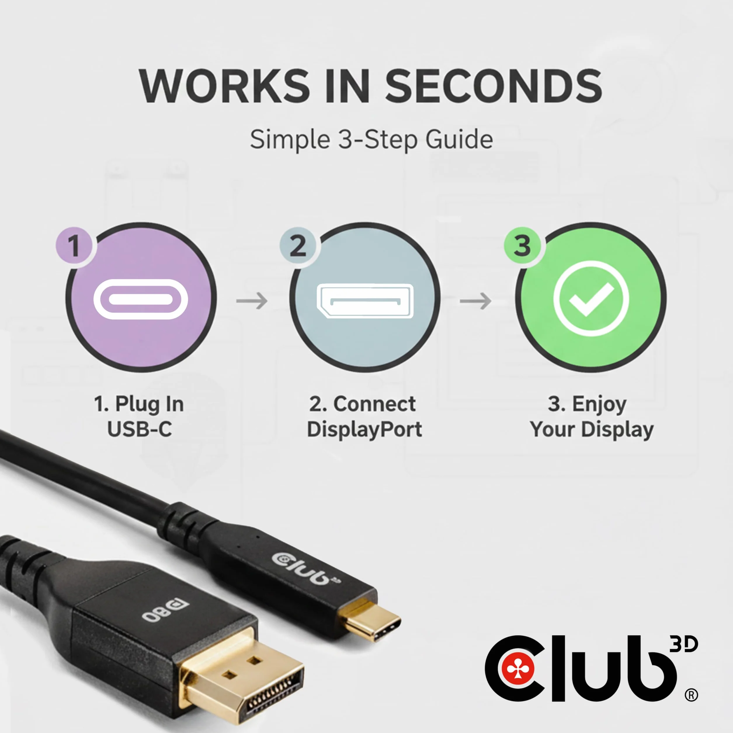 CLUB3D USB Type-C do DISPLAYPORT DP80 BIDIRECTIONAL VESA Certified Cable 1M/3.28 FT - Kabel - Cyfrowy/Daten Kabel USB