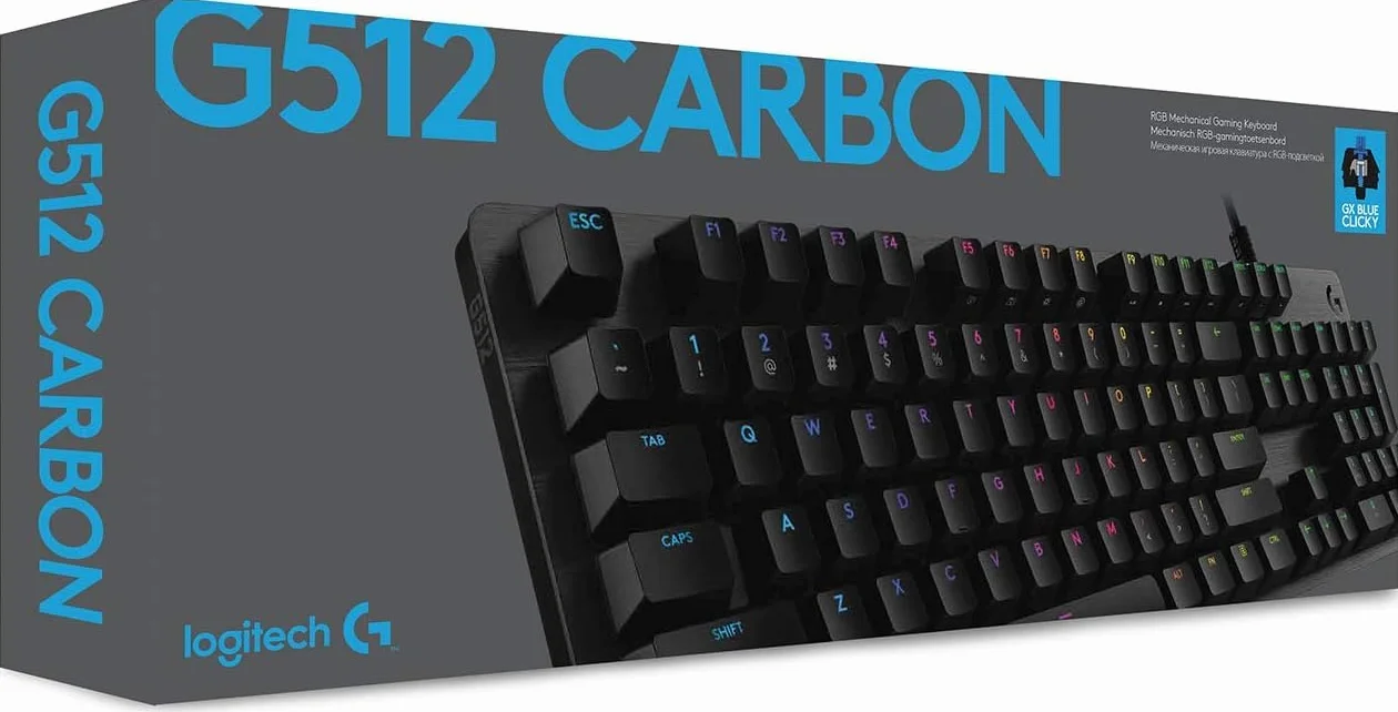 Logitech G512 Carbon Lightsync Rgb Mechanical Gaming Keyboard With Gx Brown Switches, Mechaniczna Klawiatura Do Gier Rgb, Tactile Przełączniki,Pc/Mac - Czarny,920-009352