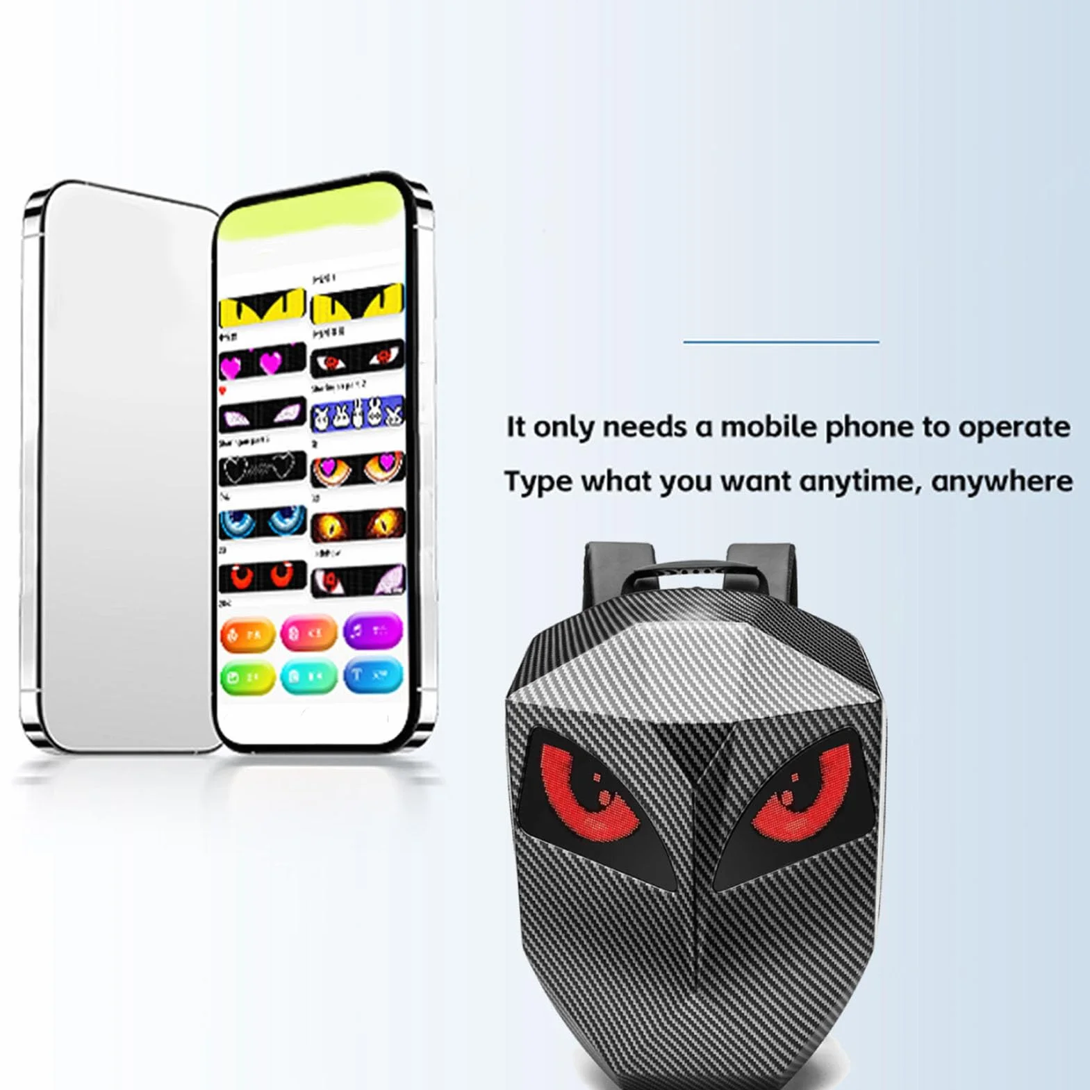 Torba LED z Wyświetlaczem, Programowalny Ekran Twarda Obudowa Wodoodporna Torba na Laptopa Zasilana Przez USB do Podróżowania Motocyklem, z wodoodporną powłoką 3D, z możliwością