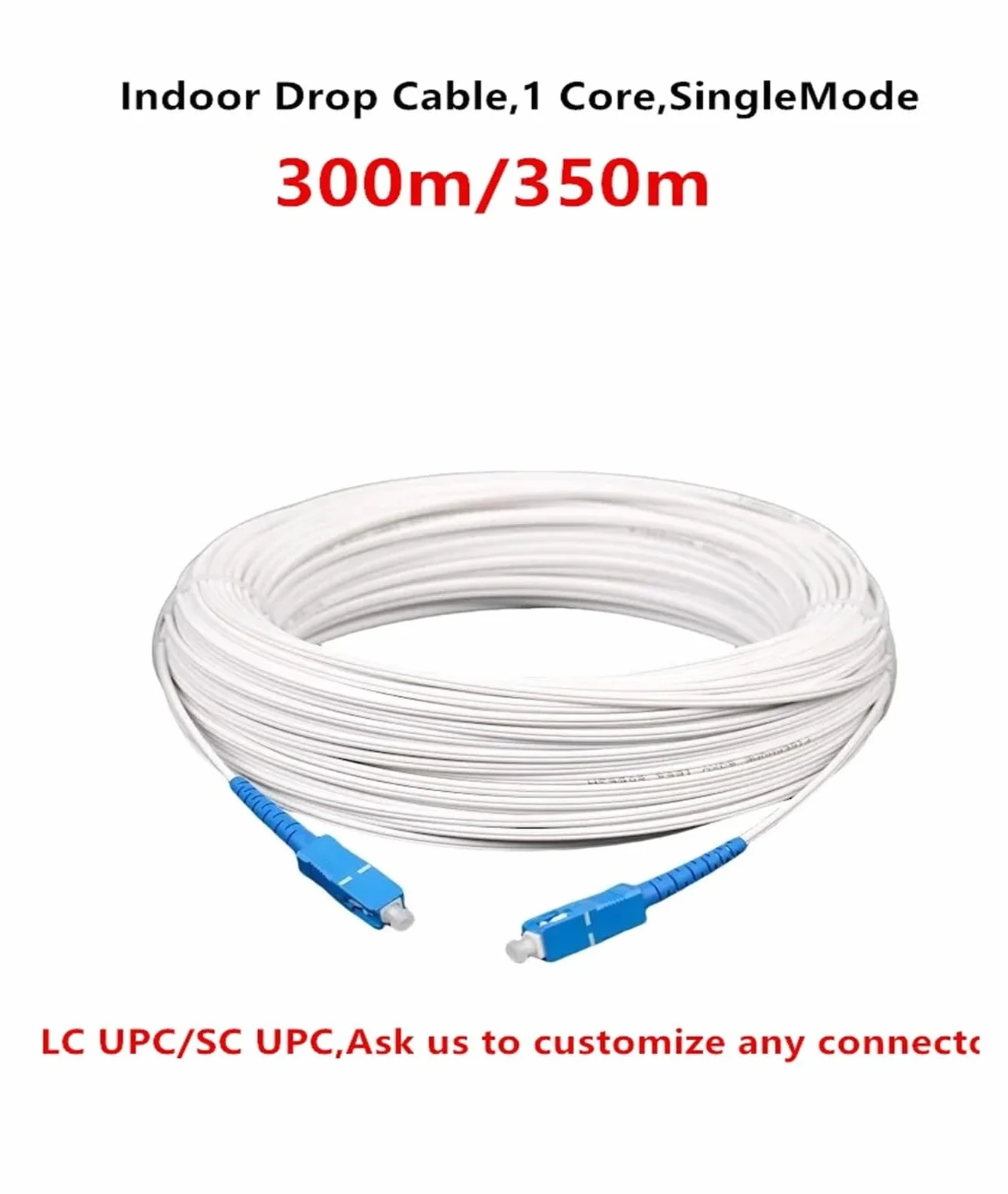 Kabel połączeniowy SC/UPC do LC/UPC, jednomodowy kabel światłowodowy, długość 300 m/350 m, kabel do zastosowań wewnętrznych, 1 szt.(Black,Lc Upc 300m)