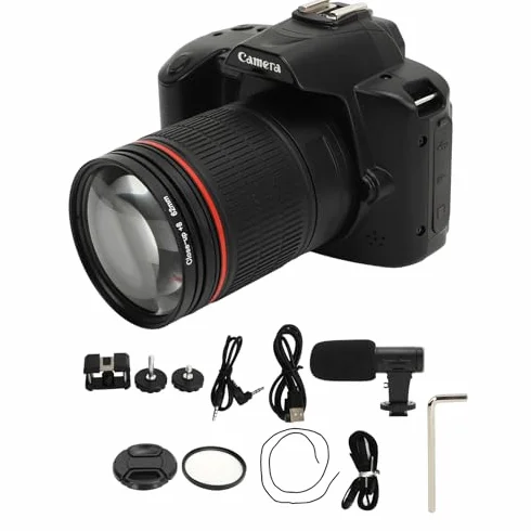 Aparat Cyfrowy 4K 64 MP, Cyfrowy Aparat Noktowizyjny, Kolorowy Wyświetlacz IPS 3 Cale, WIFI, 16-krotny Zoom Cyfrowy, Szeroki Kąt 120 Stopni, światło Wypełniające, Obiektyw Makro,