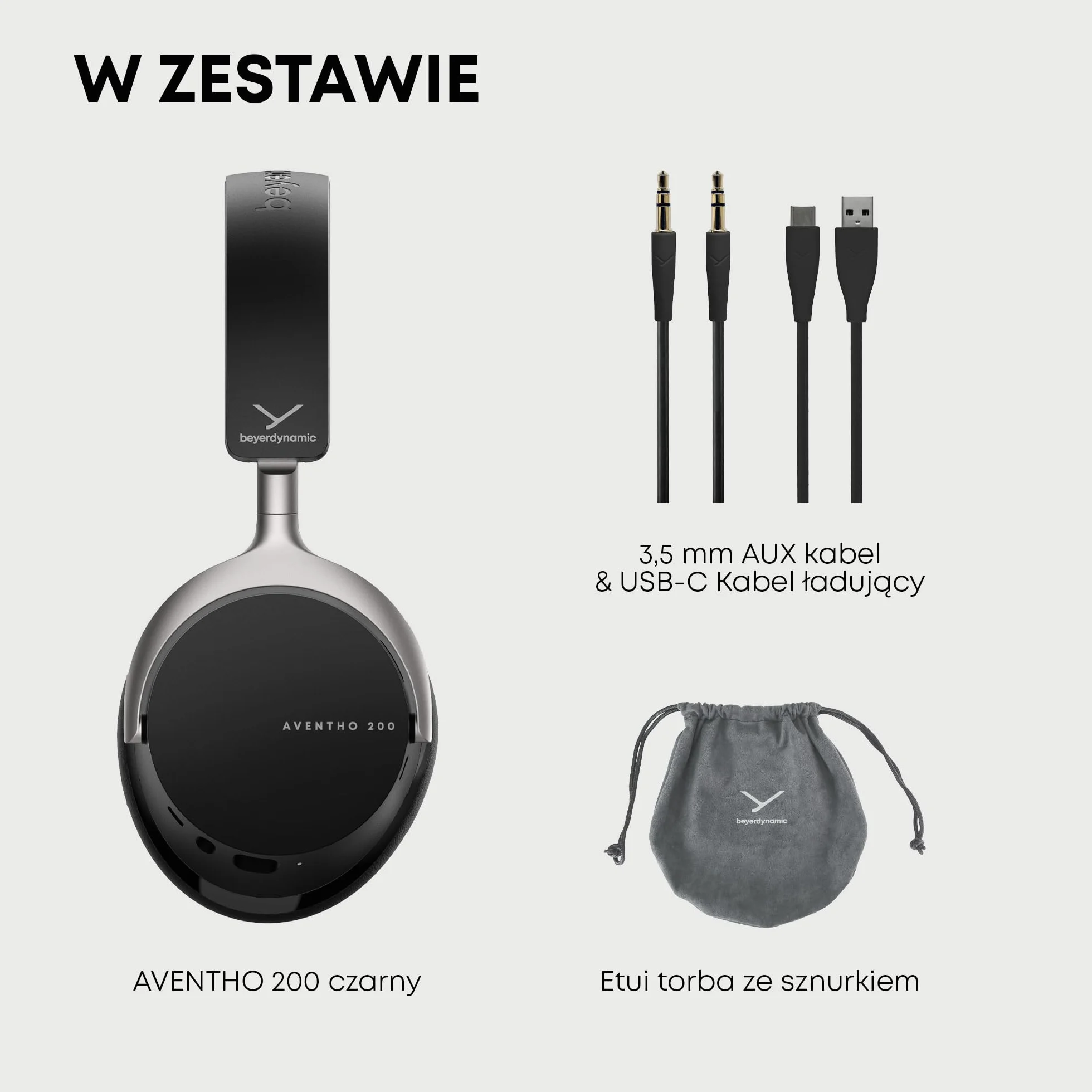 beyerdynamic AVENTHO 200 bezprzewodowe słuchawki nauszne z redukcja szumów, 60 uur batterijduur, opvouwbare behuizing, vervangbare oorkussens, in czarny - nieuwe update beschikbaar via app