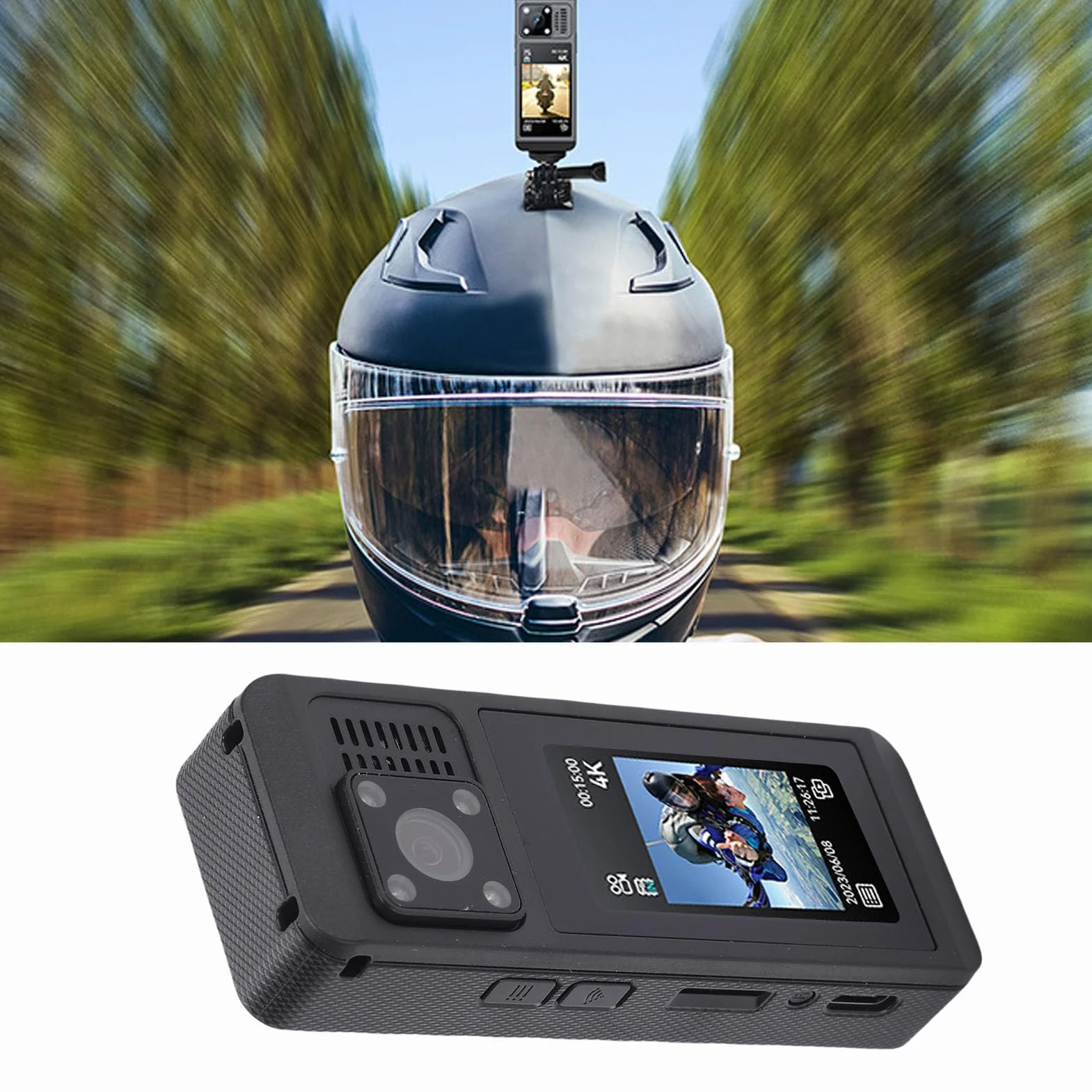 Garsent 4K Mini -akcja, Przenośna Kamera do Ciała, Kciuka, do Noszenia Wideo z wodą podwodną kamerą, Sportowy DV do Roweru, Zwierzaka, Vlogging
