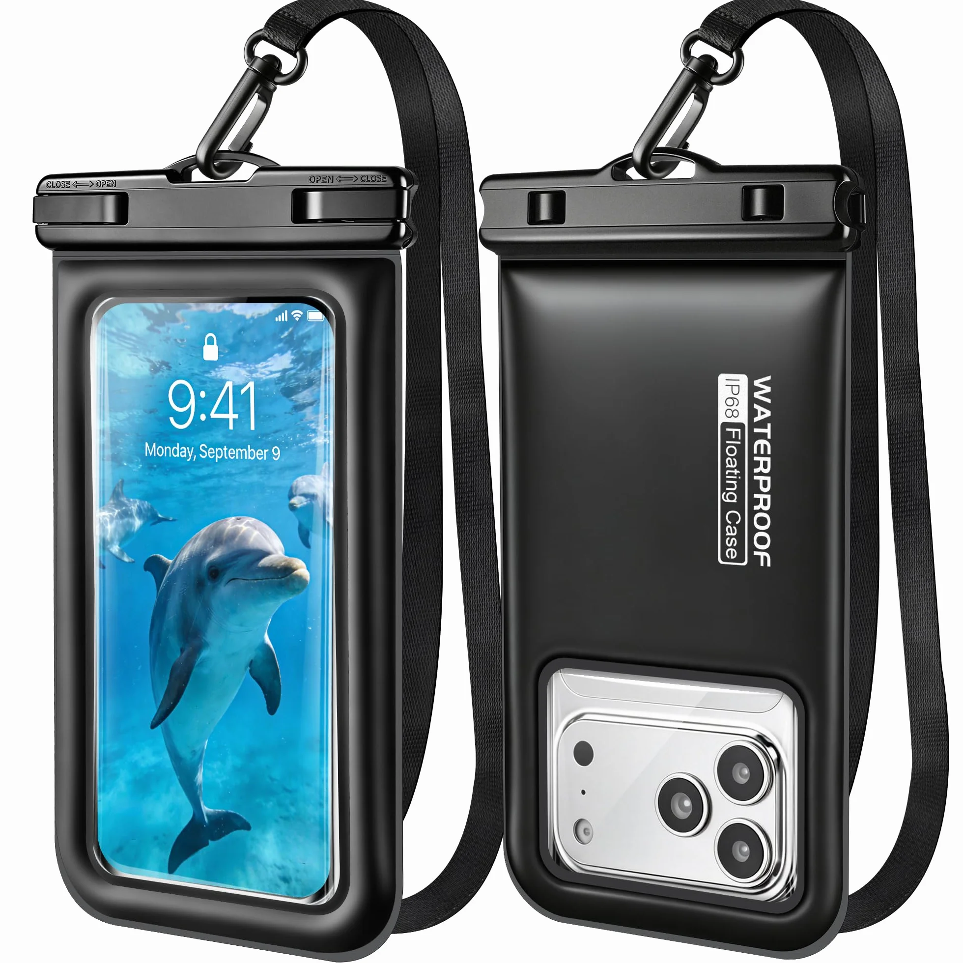 Wodoszczelna pływająca torba na smartfon, zestaw 2 szt. IPX8 wodoodporna torba na plażę do pływania w basenie, wodoodporna obudowa do iPhone 17 16 15 14 Pro Max Samsung S26 S25 S24, do 7 cali