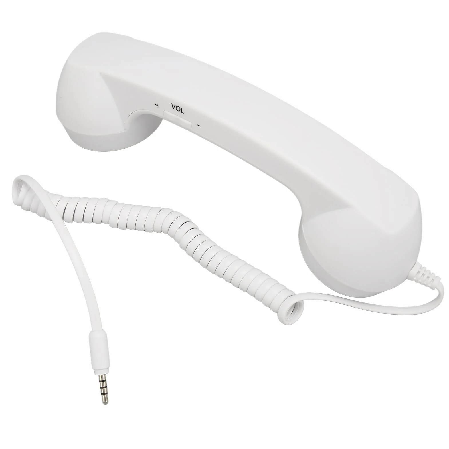 Słuchawka Telefoniczna Retro 3,5 Mm, Odporny na Promieniowanie Przewodowy Odbiornik Telefonu Komórkowego Mikrofon do Wszystkich Smartfonów i Komputerów z Gniazdem 3,5 Mm (WHITE)