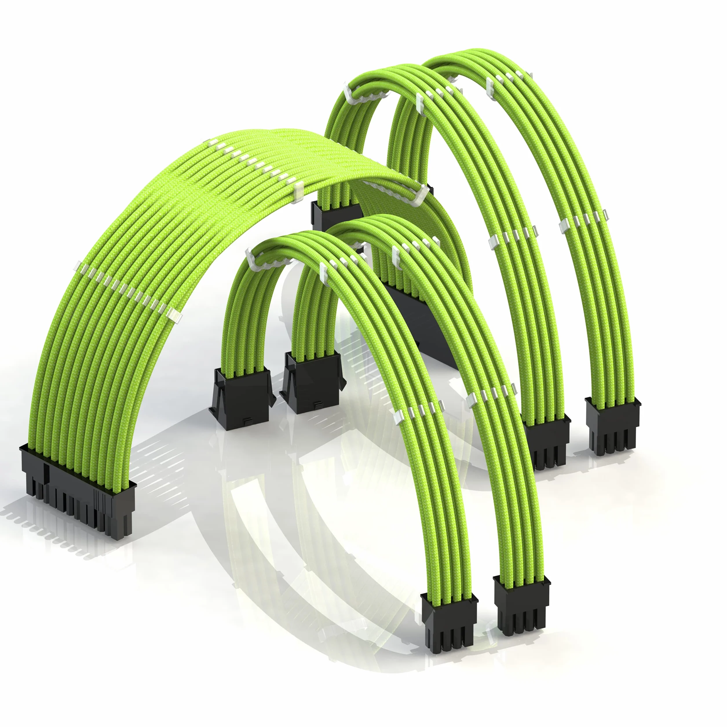 LINKUP - Przedłużacz kabla zasilacza AVA 50 cm z osłoną GPU, zasilacz do komputera PC z grzebieniem, 1x 24P (20+4), 2x 8P (4+4) CPU, 2x 8P (6+2), zestaw GPU, 500 mm - zielony