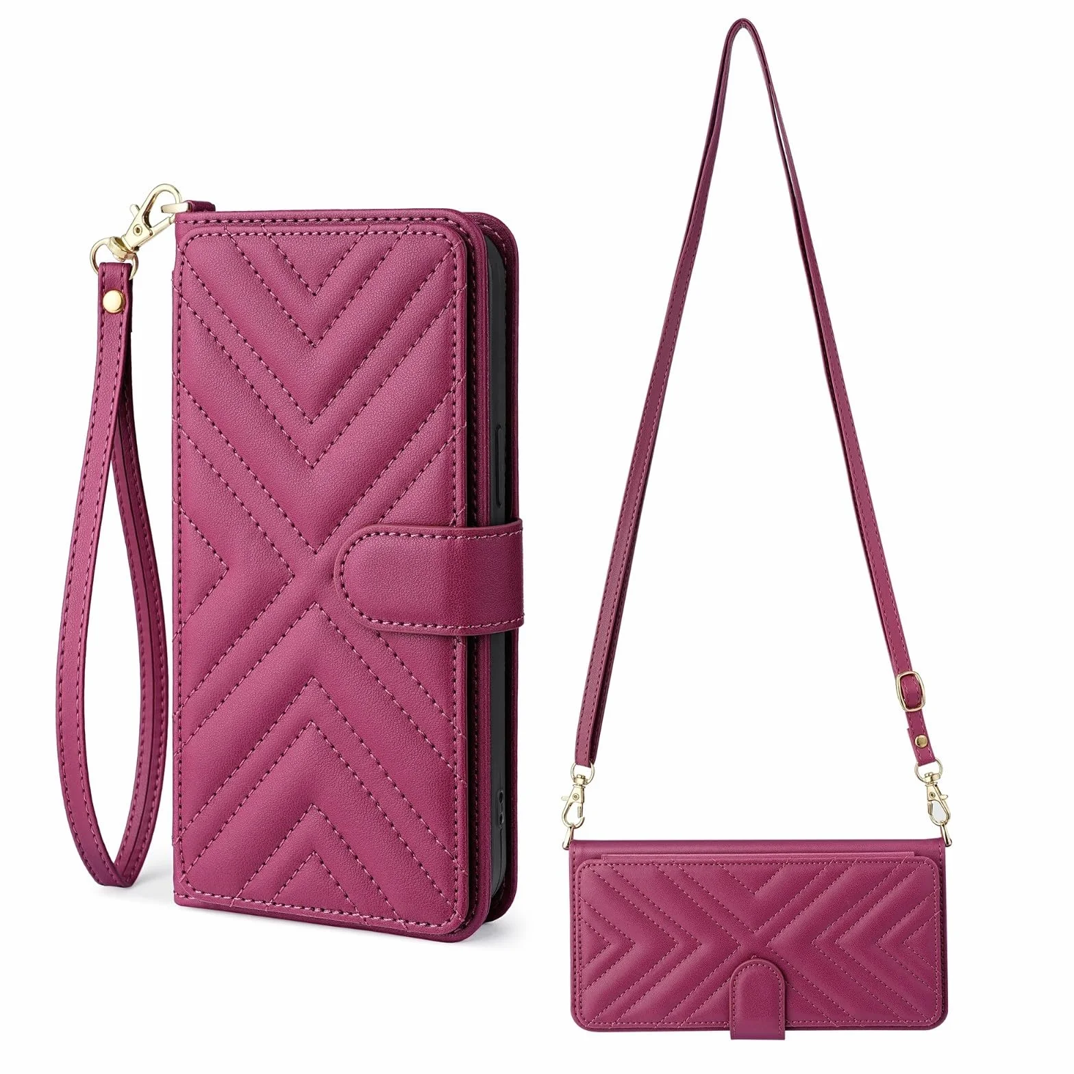Generic etui kompatybilne z iPhone 15 (kolor: czarny) pasek skórzany portfel crossbody z klapką magnetyczne etui z tyłu