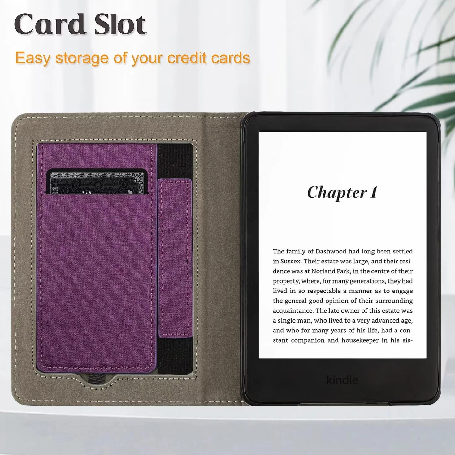 MOKASE Etui Fit for 6" Kindle Paperwhite 5/6/7. Generacji 2012,2013,2015,2016 (Model: EY21 / DP75SDI), Pokrowiec ze skóry pu, Inteligentną Automatyczne Budzenia/Uśpienia z gniazdem na kartę, Purple
