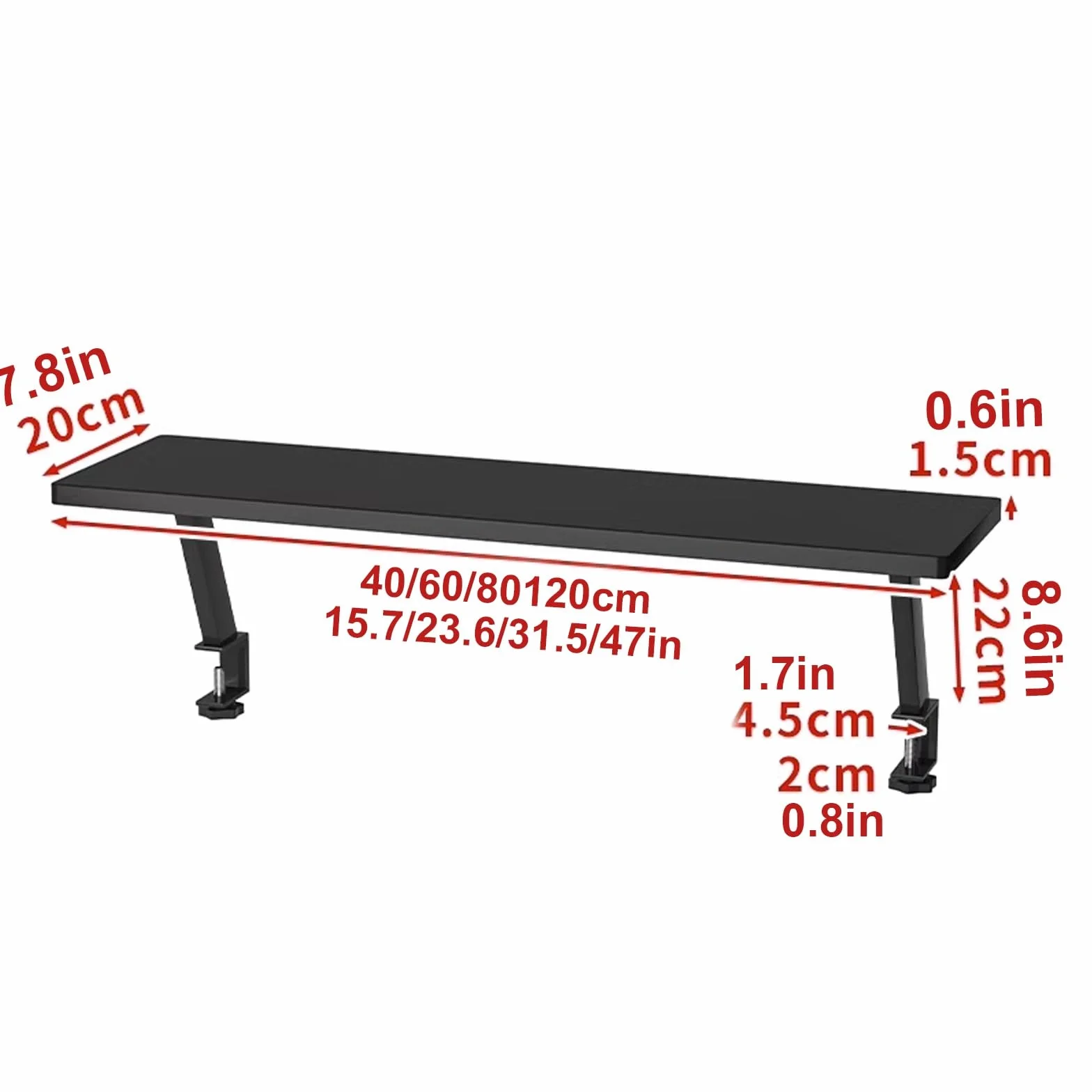 Wszechstronna półka biurkowa ClampOn do gier i akcesoriów biurowych, wytrzymały organizer na biurko, ergonomiczny monitor i podpórka pod laptopa, stojak na drukarkę, przedłużające półki na biurko