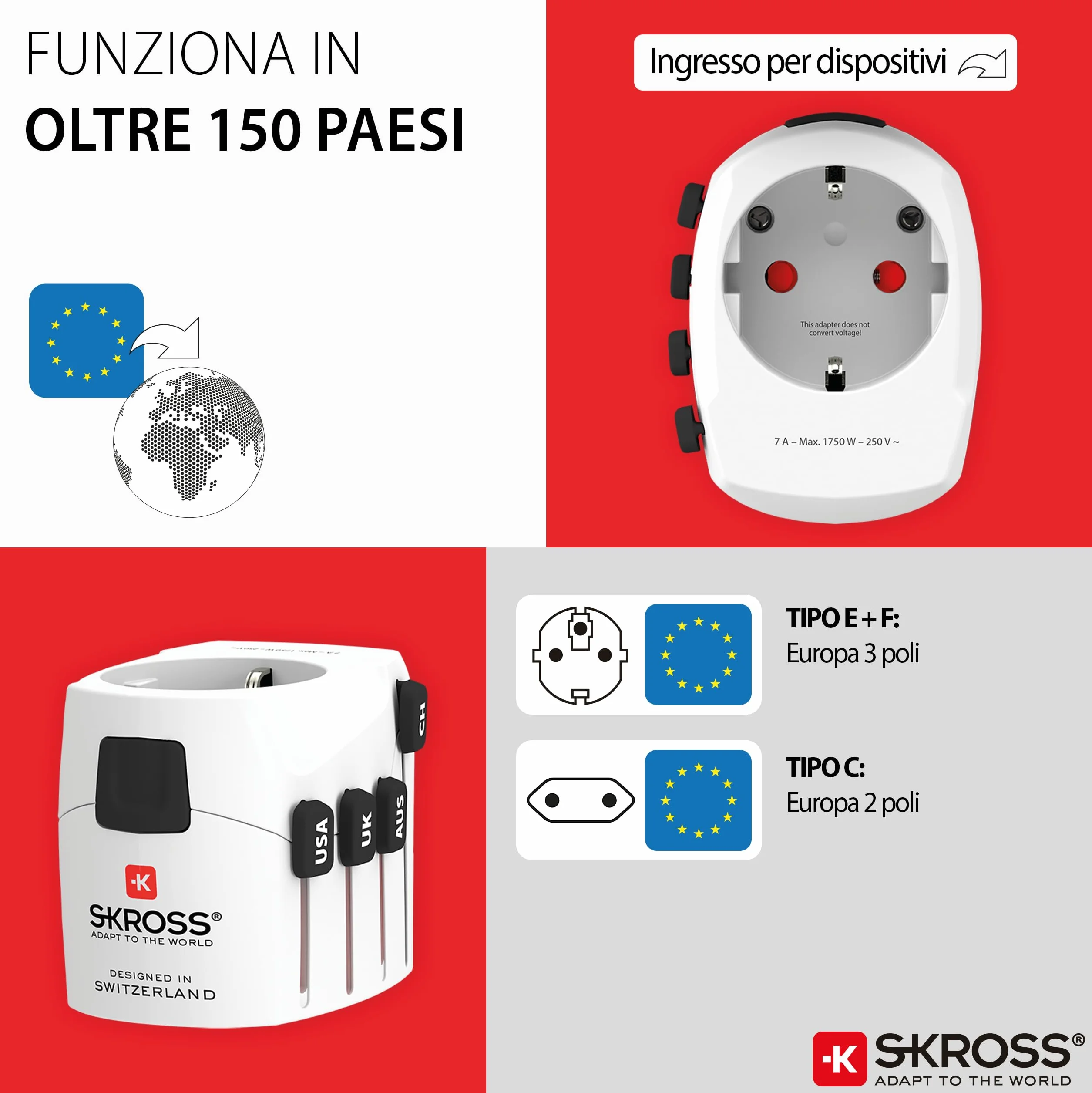 Skross 1.103145 adapter podróżny Pro