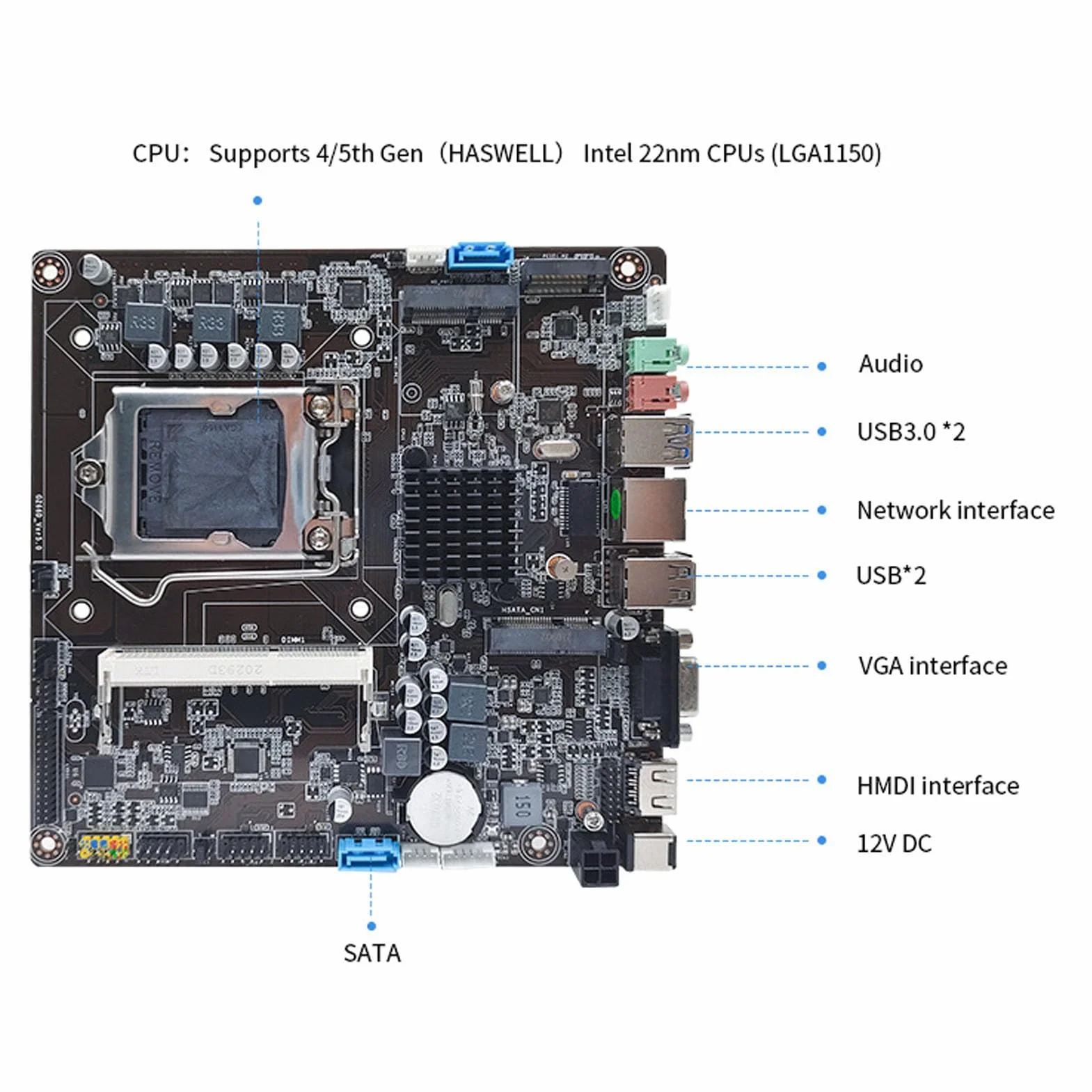 VBESTLIFE H81 płyta główna, LGA 1150 DDR3 ITX Gamingowa płyta główna do I3 I5 I7 do CPU 4. 5. generacji, M.2 VGA, HDMI, 2 porty audio, do komputerów DIY