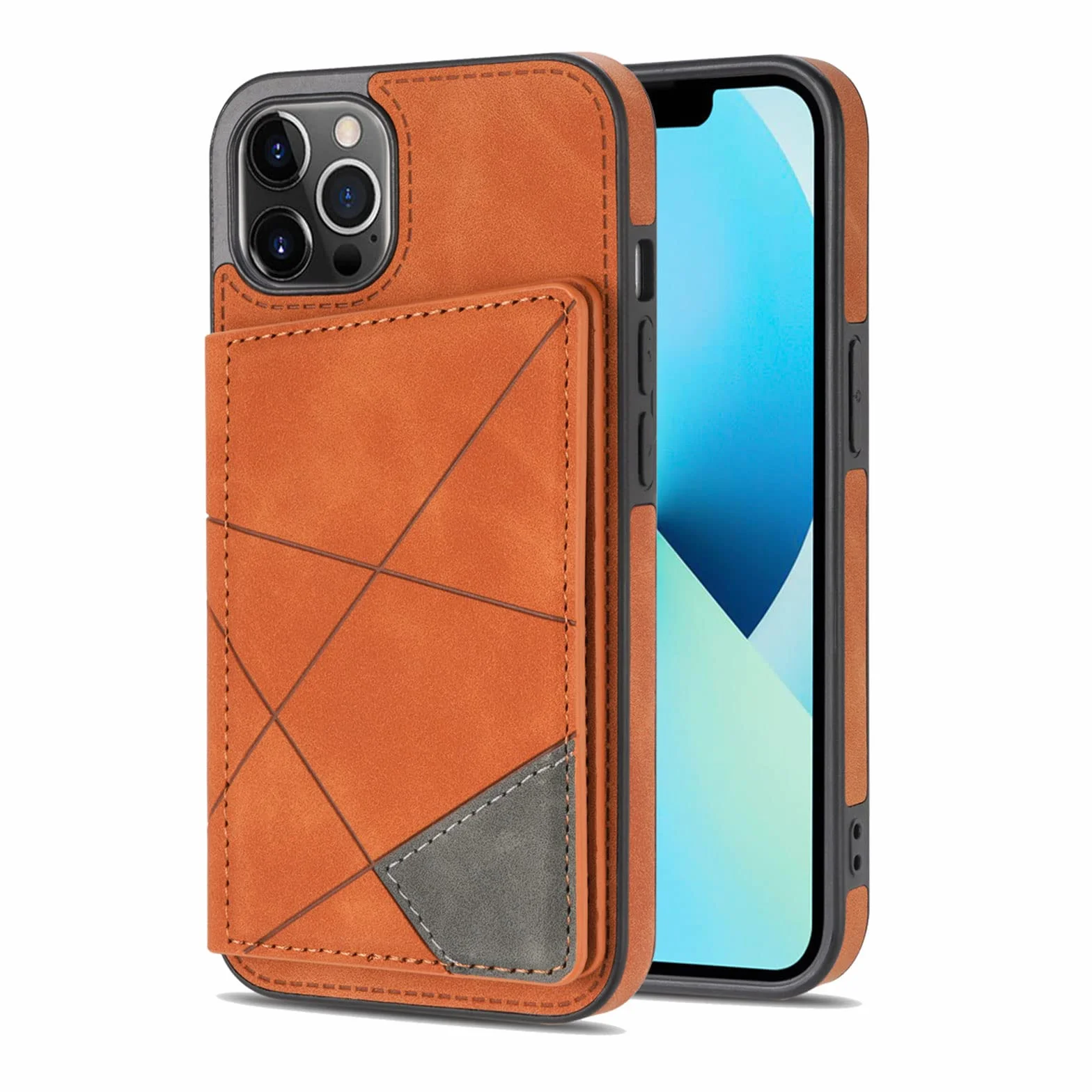 Etui do iPhone 14/14 Pro/14 Plus/14 Pro Max, skórzany portfel z 2 przegródkami na karty, z klapką, etui na telefon komórkowy, zapięcie magnetyczne, etui ochronne, brązowe, 14 Pro Max 6,7"